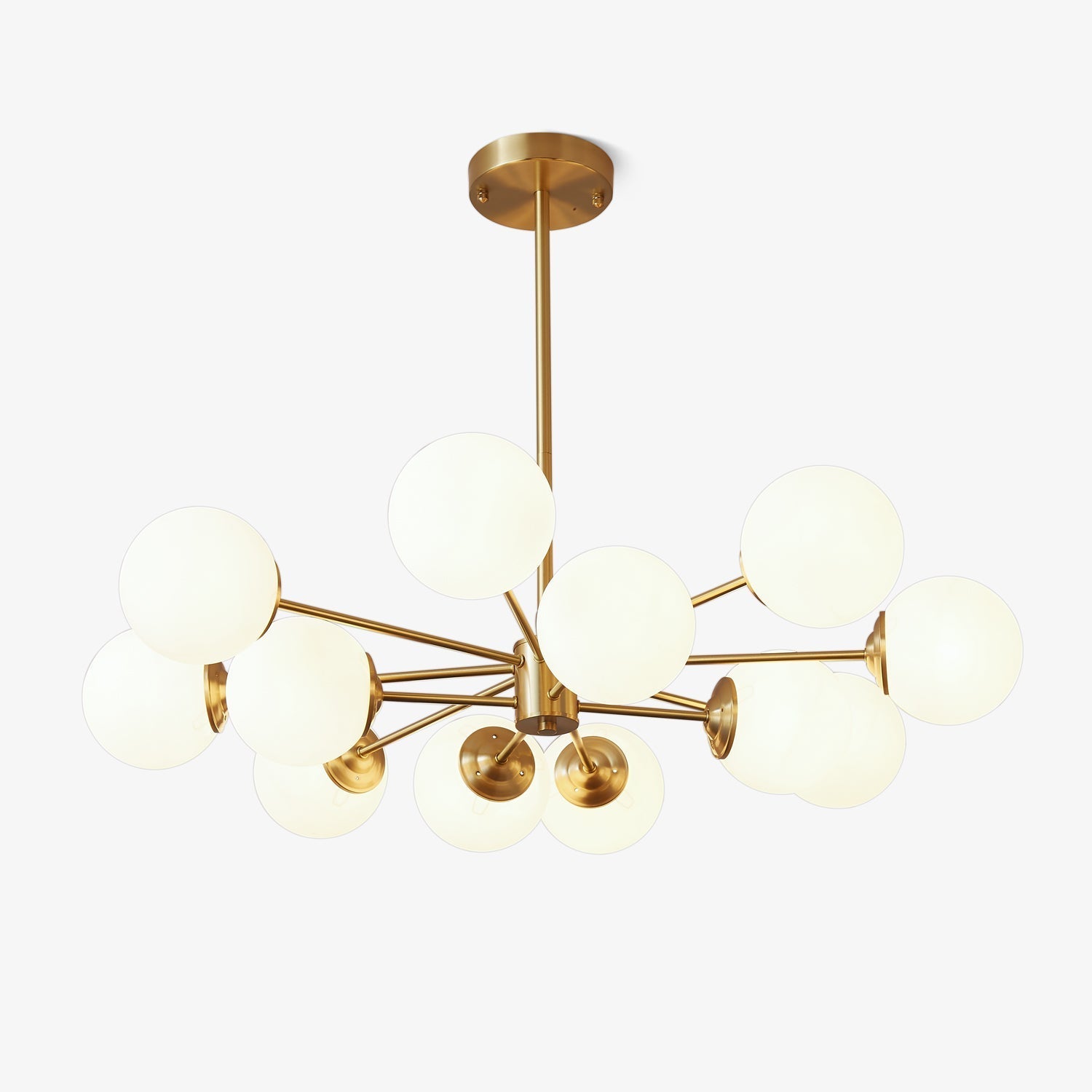 Lustra Chandelier Elysium Brass Frosted Glass Orbs - Letslighting