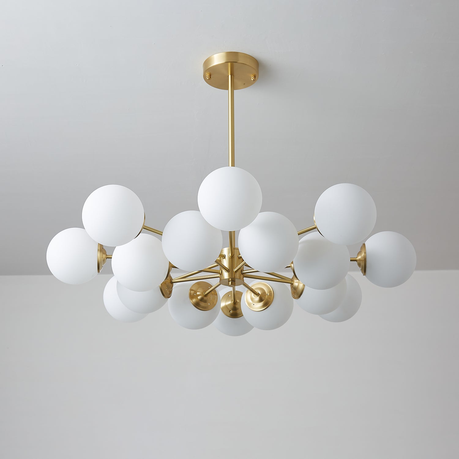 Lustra Chandelier Elysium Brass Frosted Glass Orbs - Letslighting