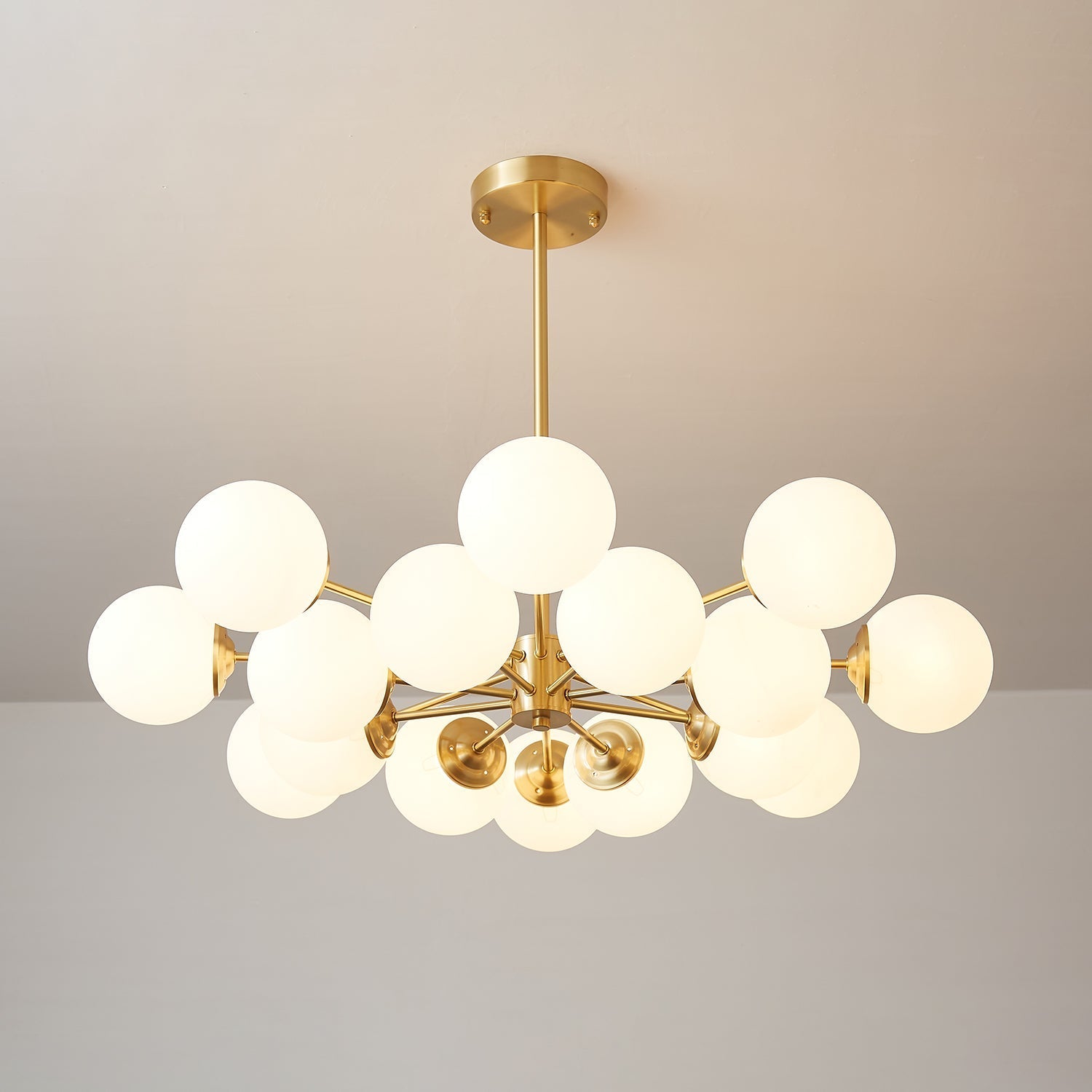 Lustra Chandelier Elysium Brass Frosted Glass Orbs - Letslighting