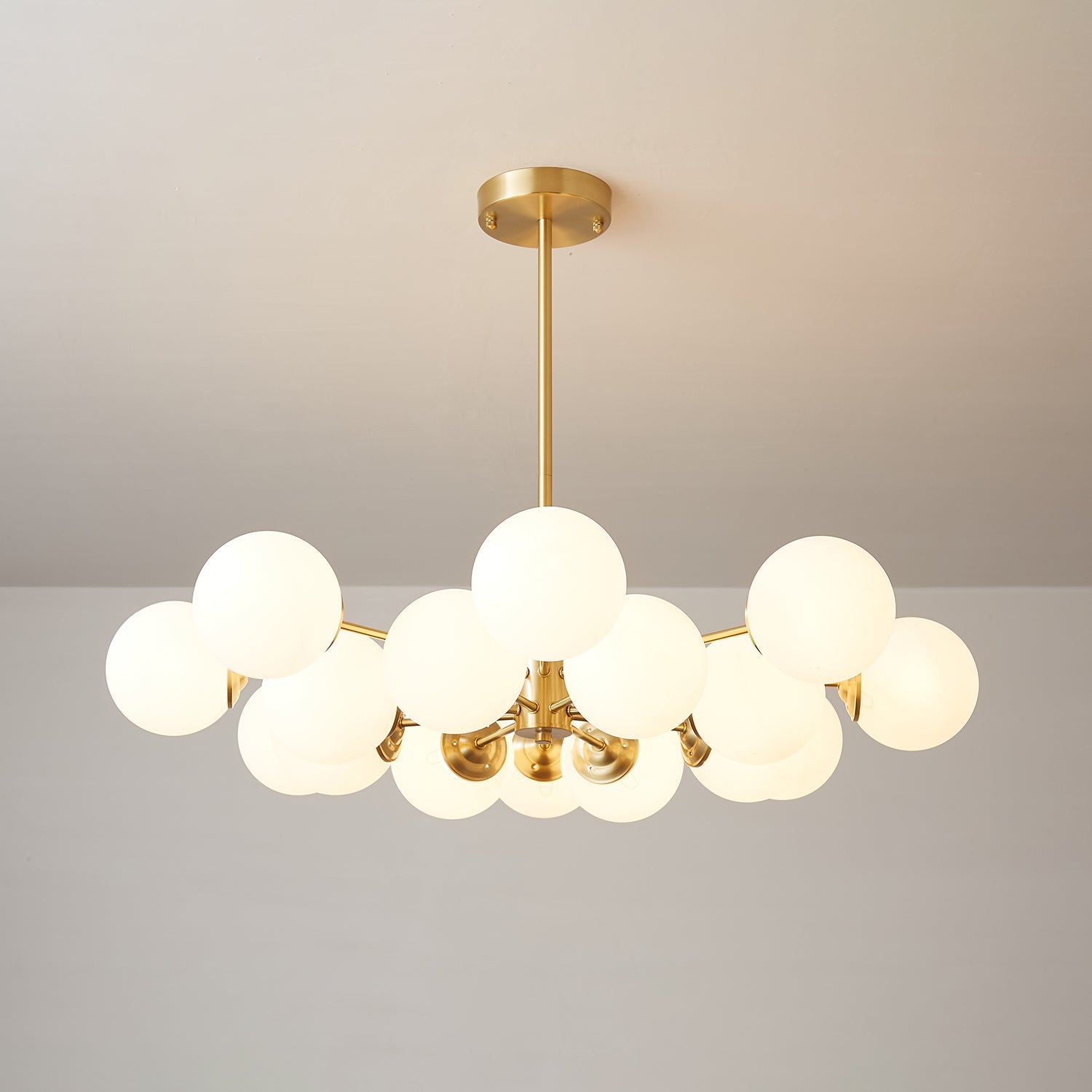 Lustra Chandelier Elysium Brass Frosted Glass Orbs - Letslighting