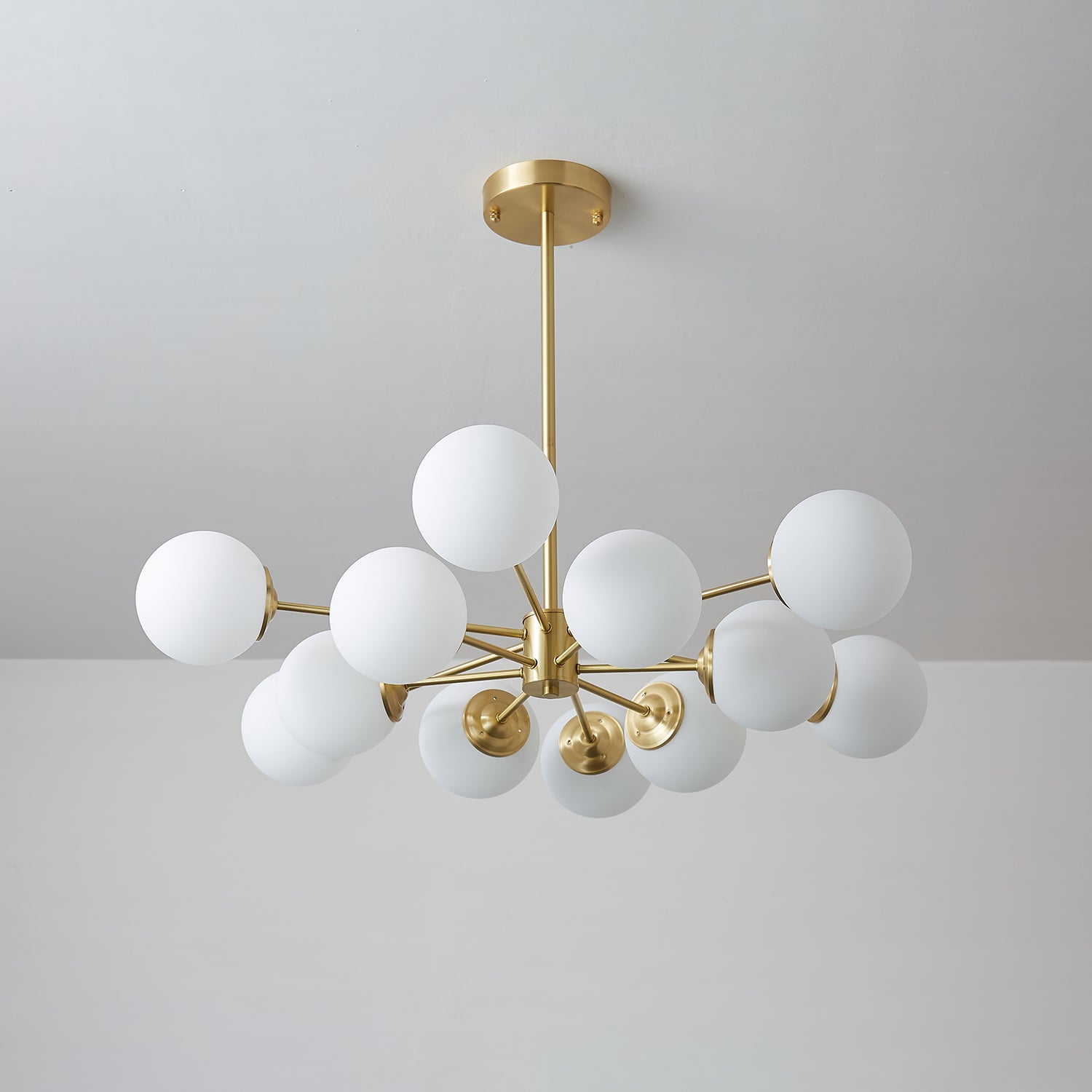 Lustra Chandelier Elysium Brass Frosted Glass Orbs - Letslighting
