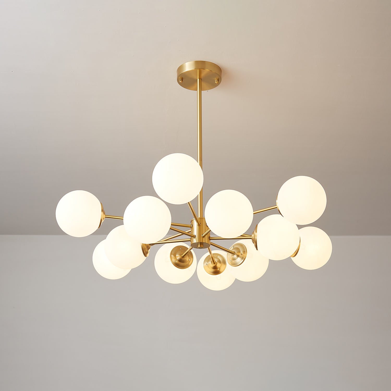 Lustra Chandelier Elysium Brass Frosted Glass Orbs - Letslighting