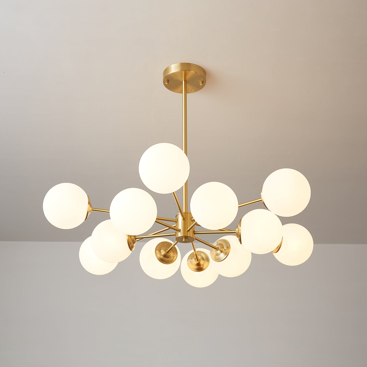Lustra Chandelier Elysium Brass Frosted Glass Orbs - Letslighting