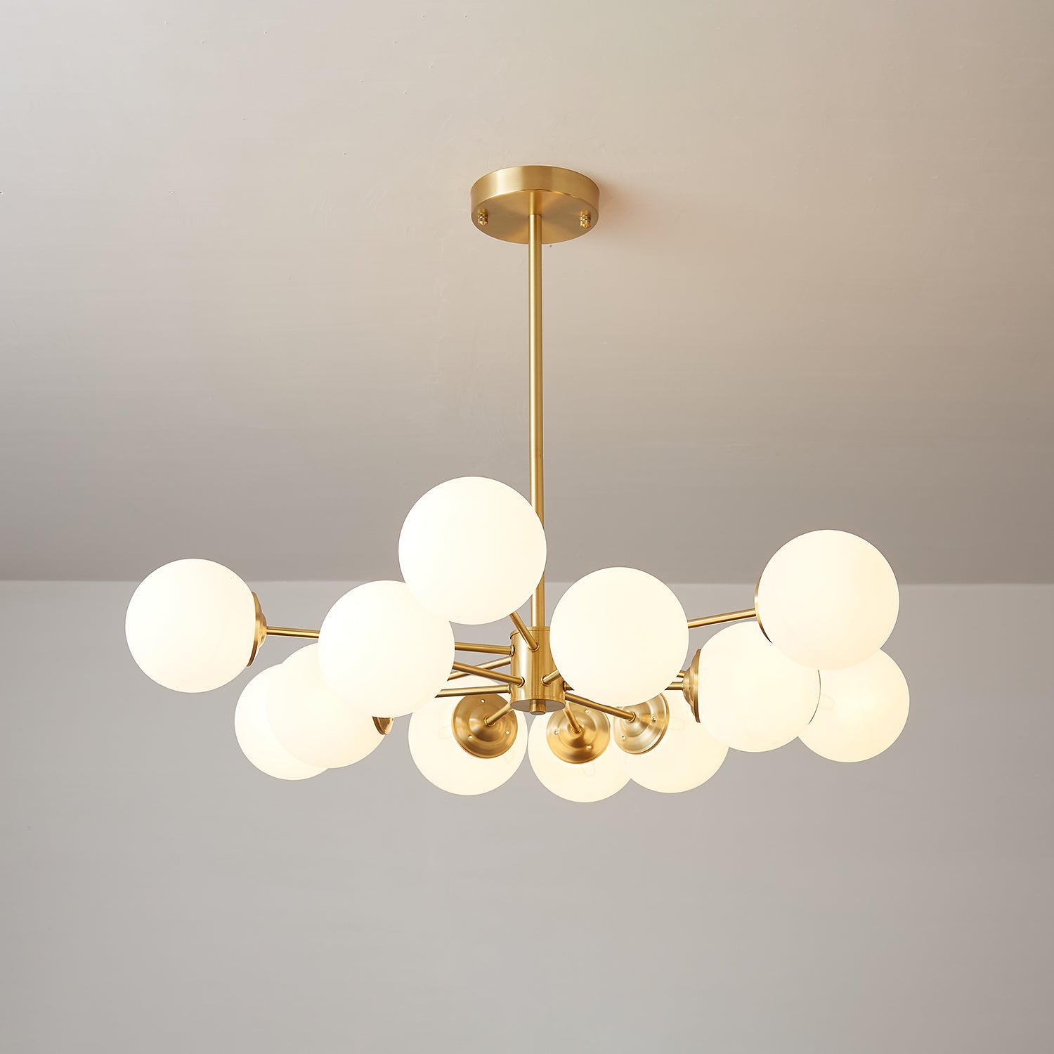 Lustra Chandelier Elysium Brass Frosted Glass Orbs - Letslighting