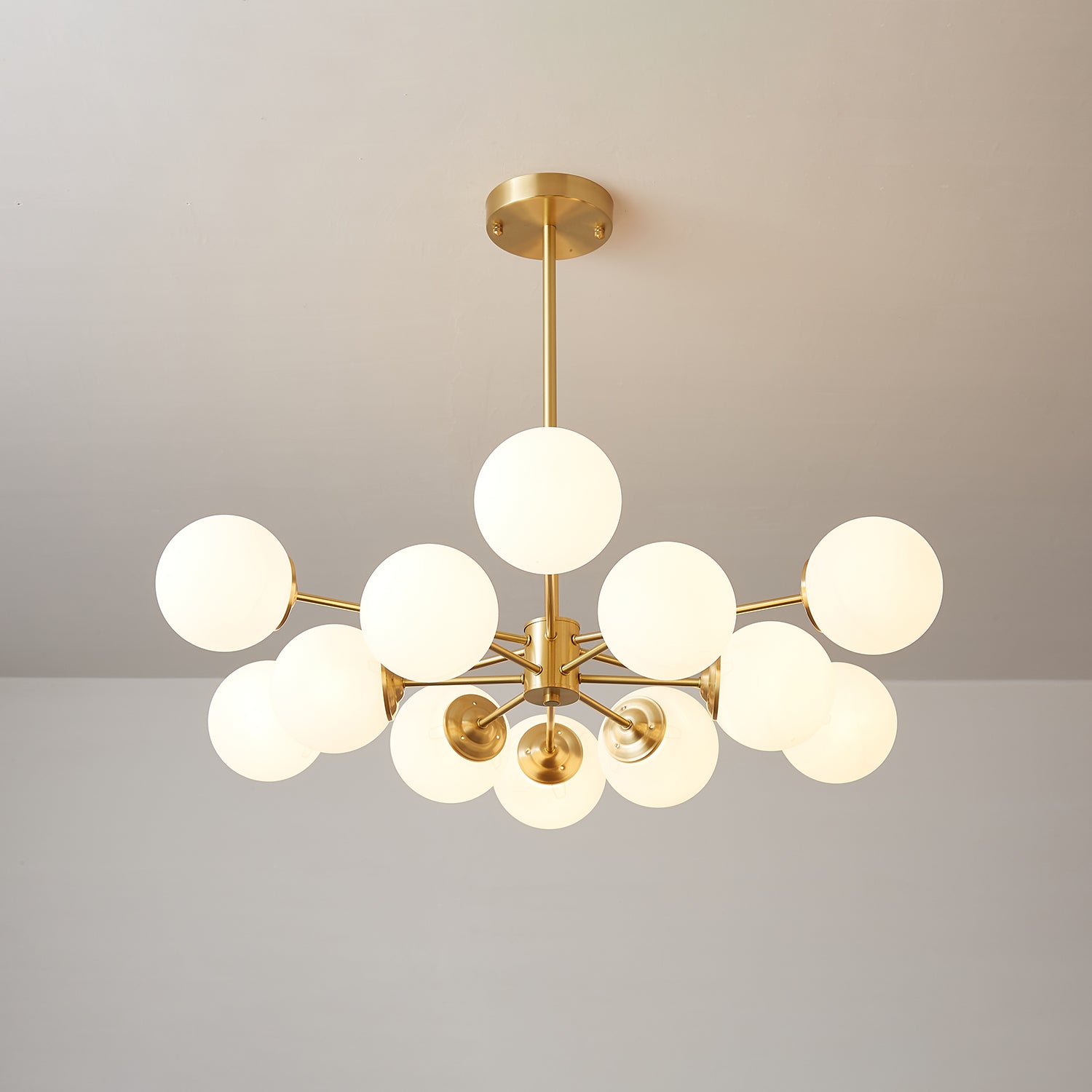 Lustra Chandelier Elysium Brass Frosted Glass Orbs - Letslighting