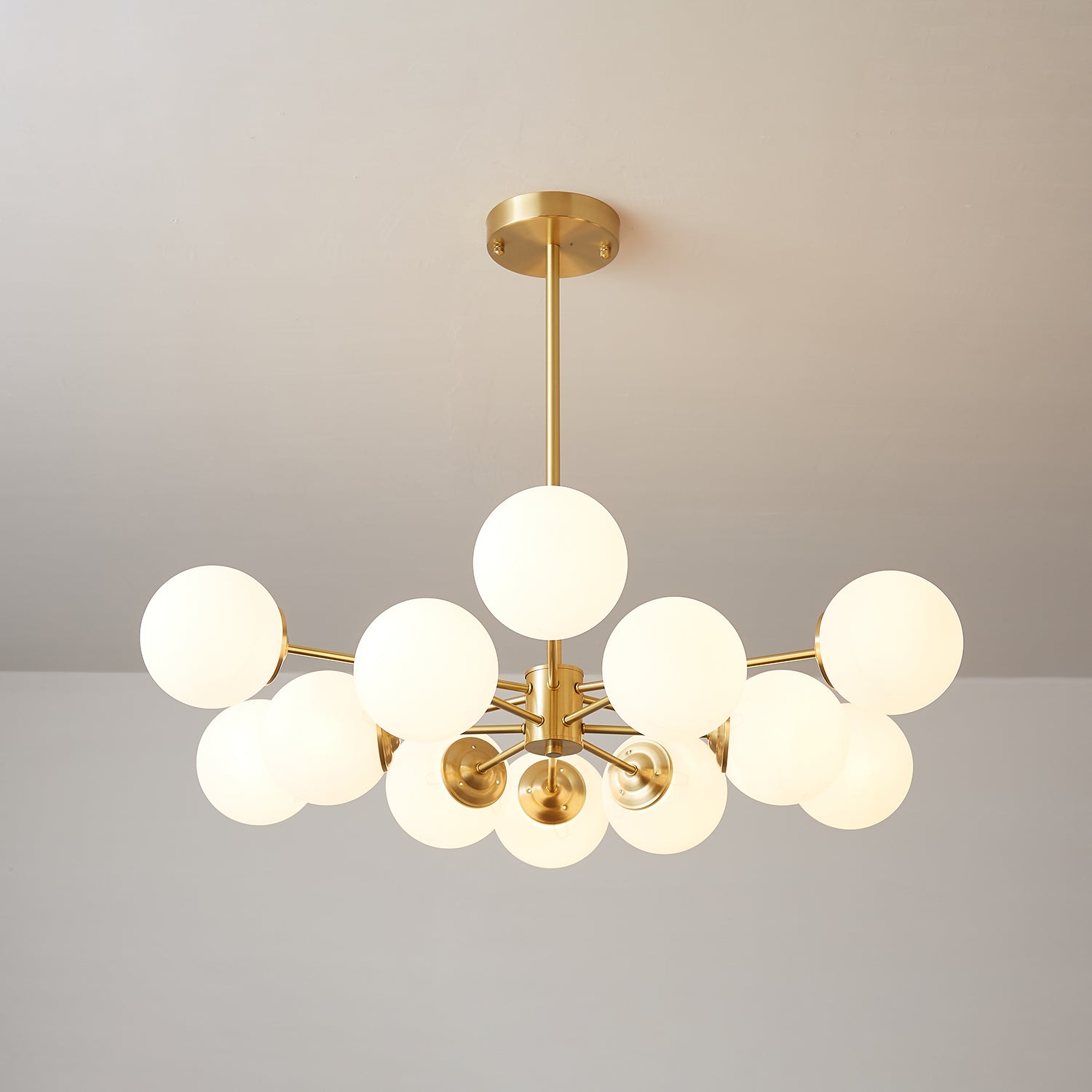 Lustra Chandelier Elysium Brass Frosted Glass Orbs - Letslighting