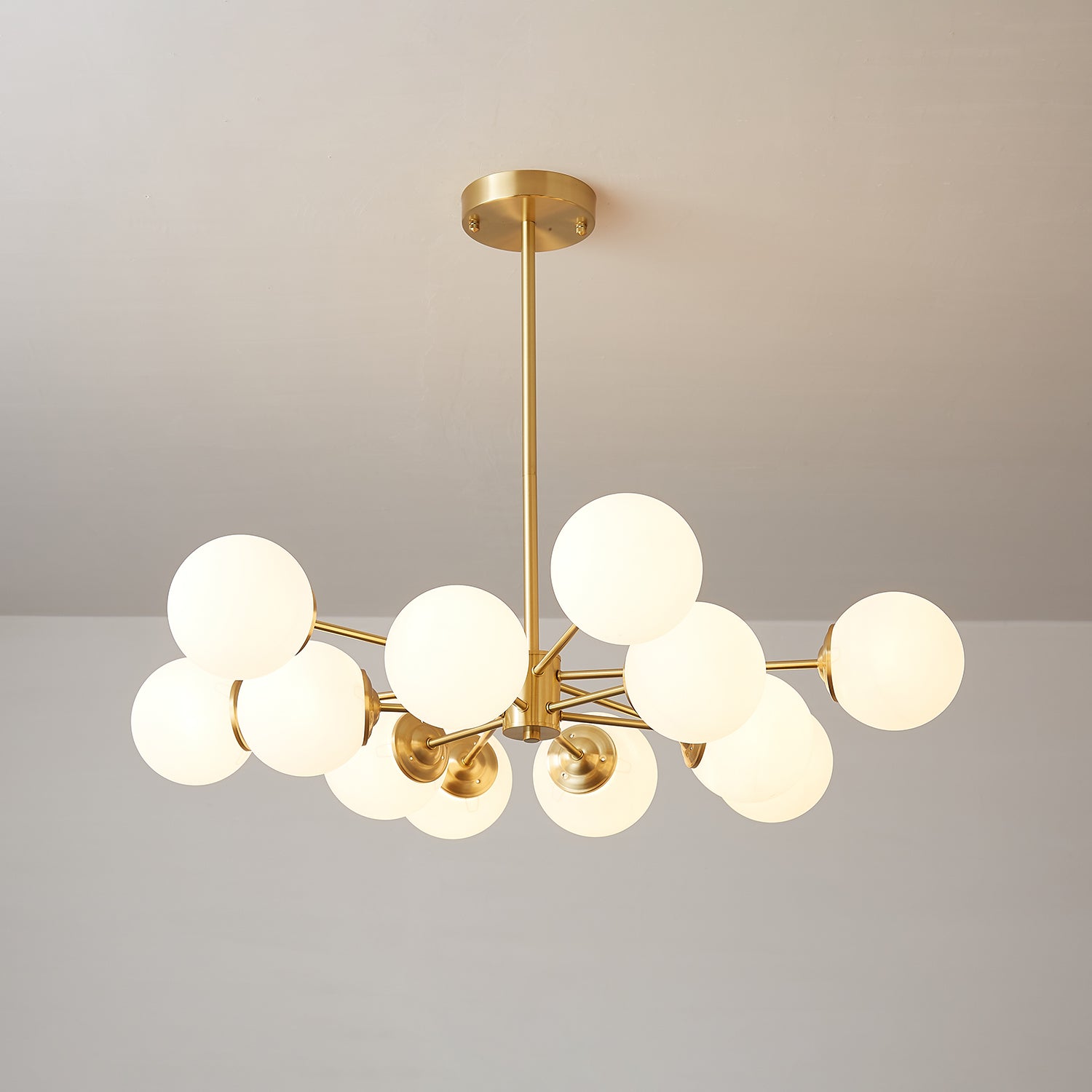 Lustra Chandelier Elysium Brass Frosted Glass Orbs - Letslighting