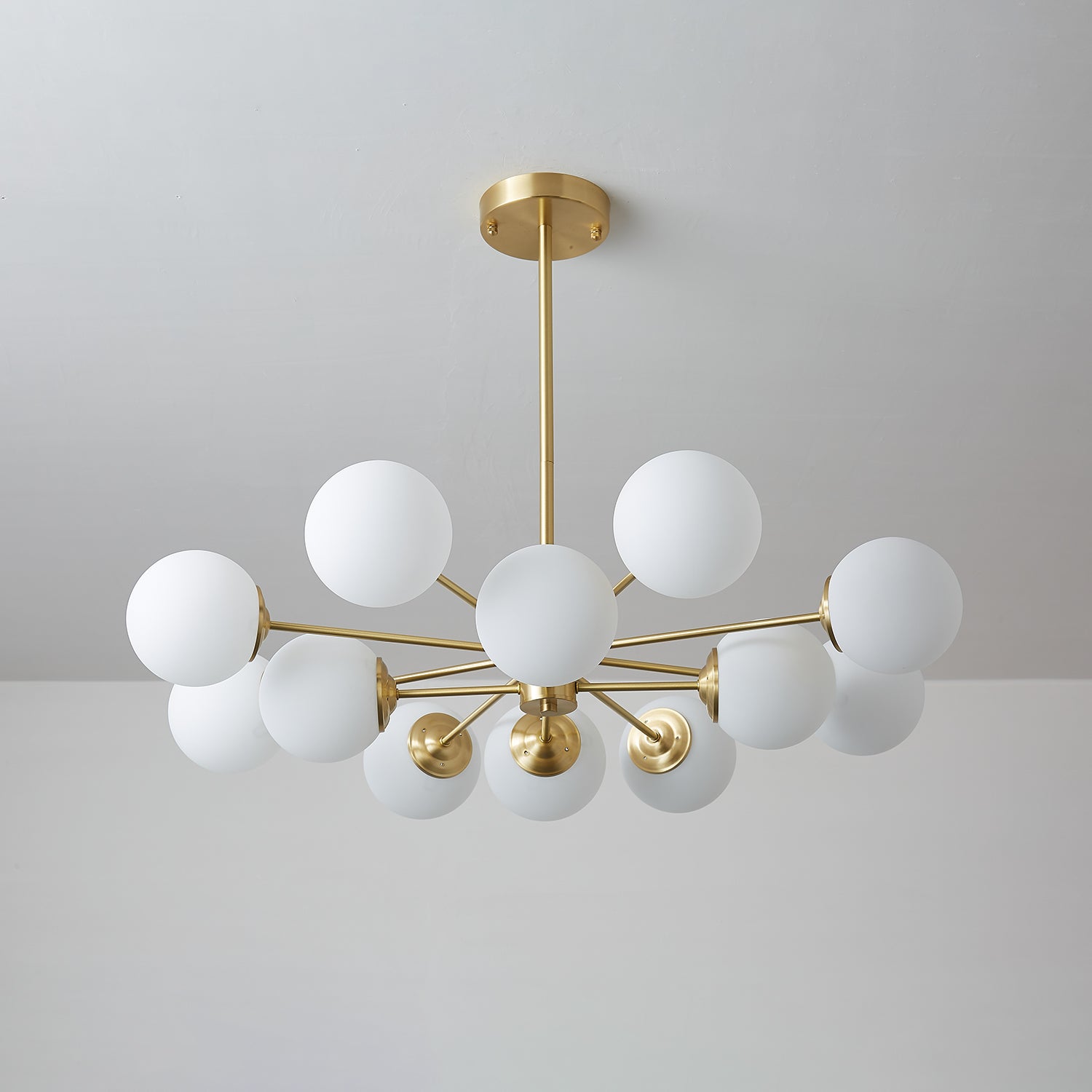 Lustra Chandelier Elysium Brass Frosted Glass Orbs - Letslighting
