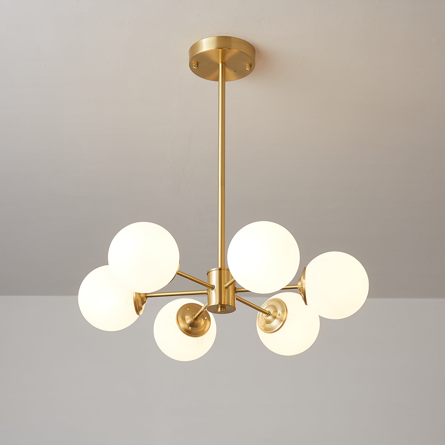 Lustra Chandelier Elysium Brass Frosted Glass Orbs - Letslighting