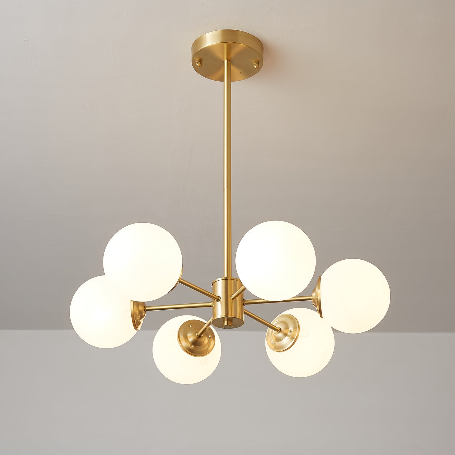 Lustra Chandelier Elysium Brass Frosted Glass Orbs - Letslighting