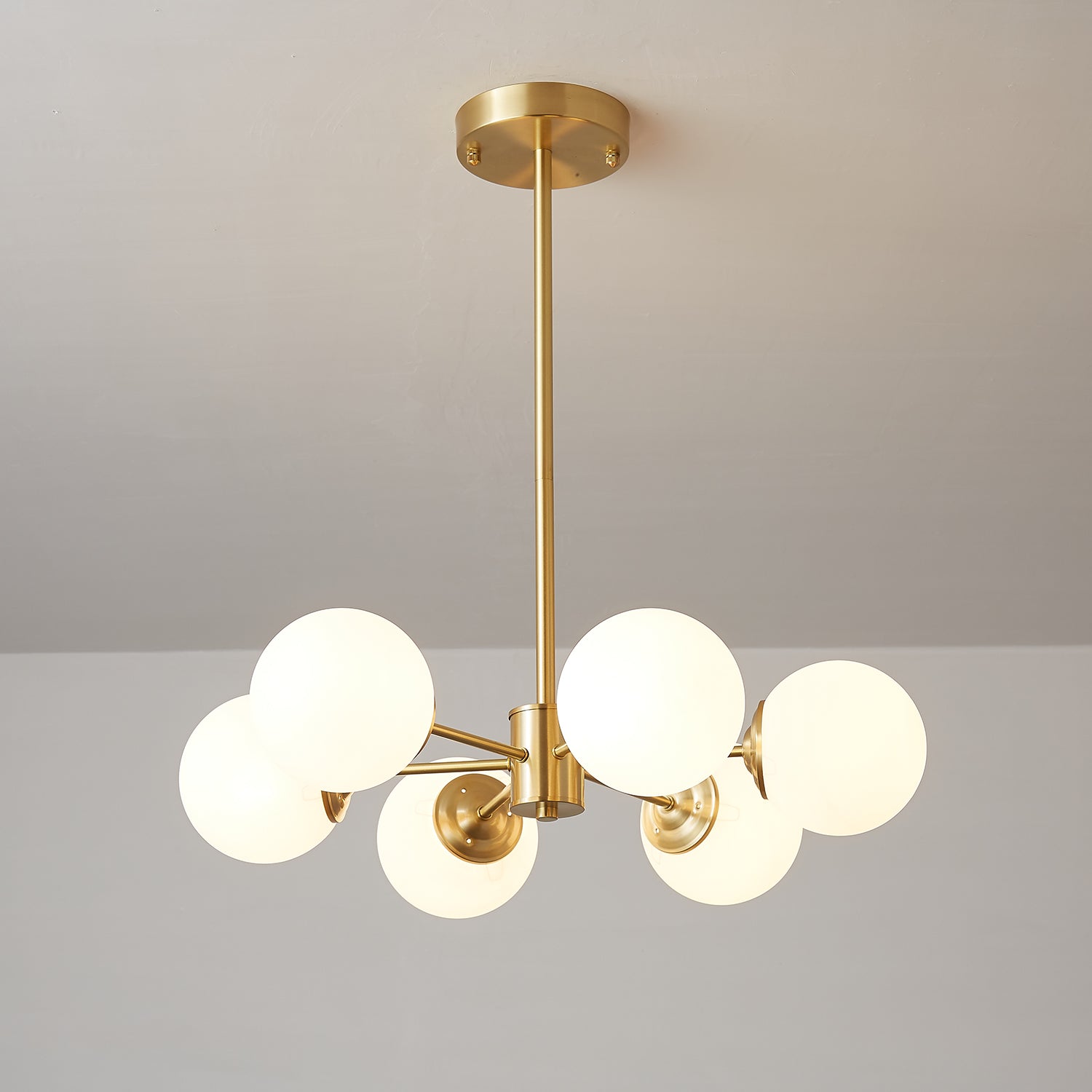 Lustra Chandelier Elysium Brass Frosted Glass Orbs - Letslighting