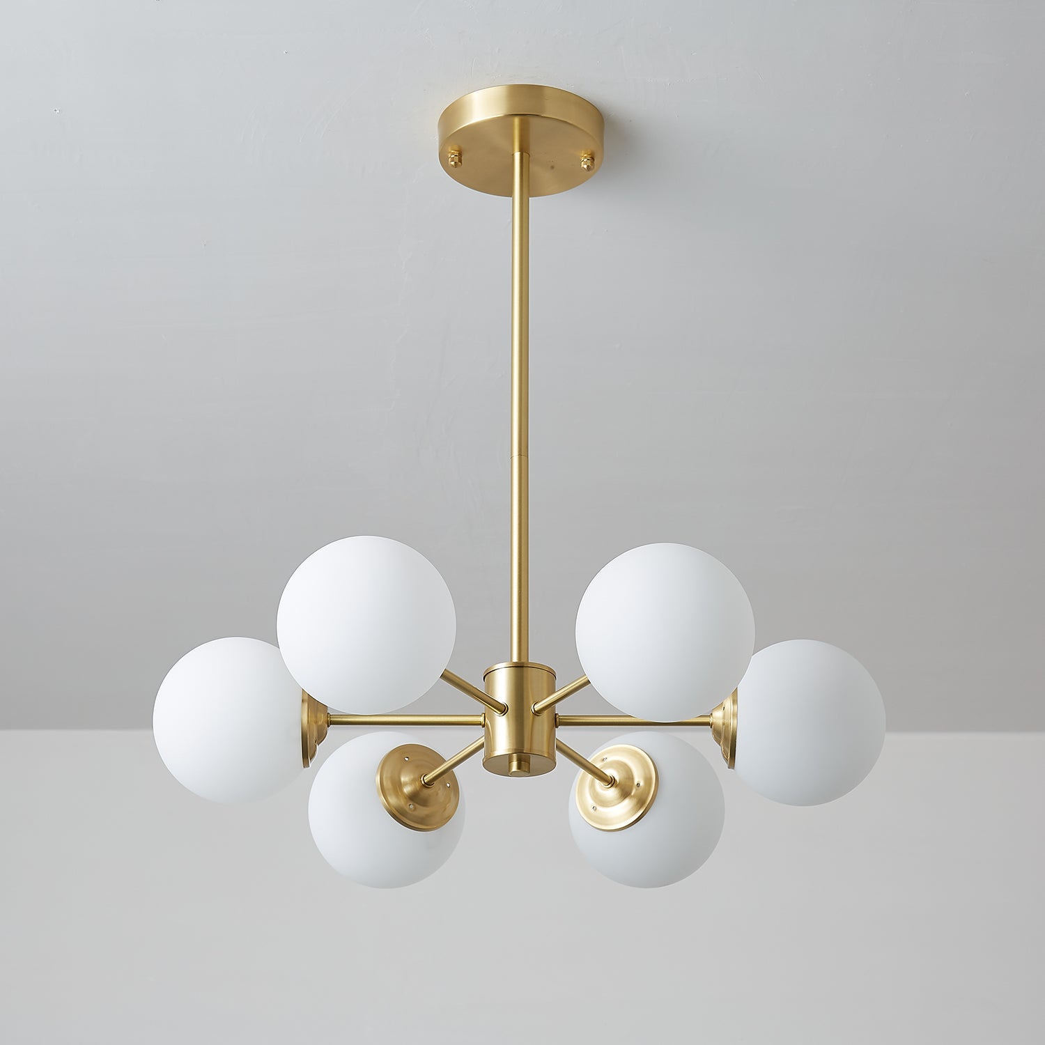 Lustra Chandelier Elysium Brass Frosted Glass Orbs - Letslighting