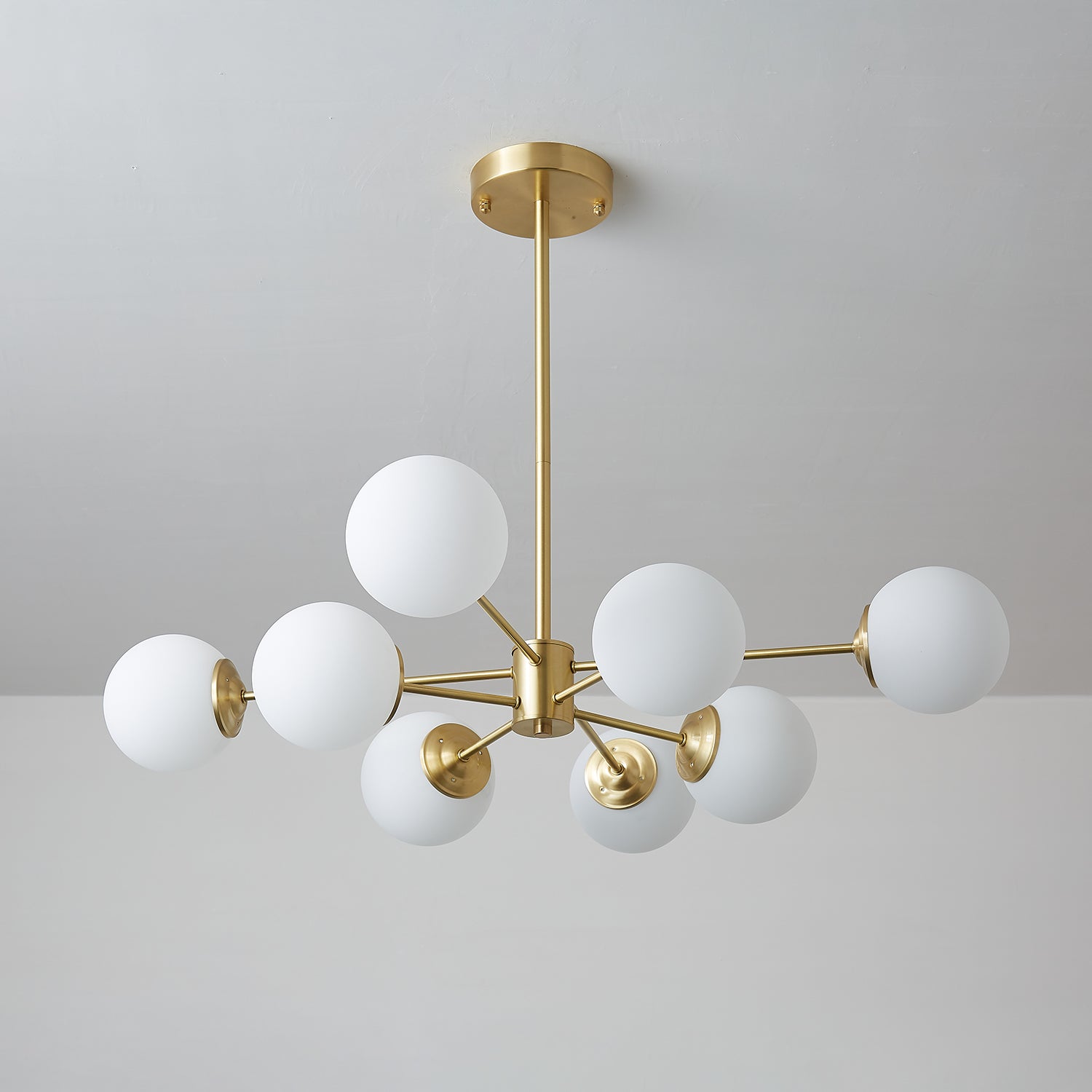 Lustra Chandelier Elysium Brass Frosted Glass Orbs - Letslighting