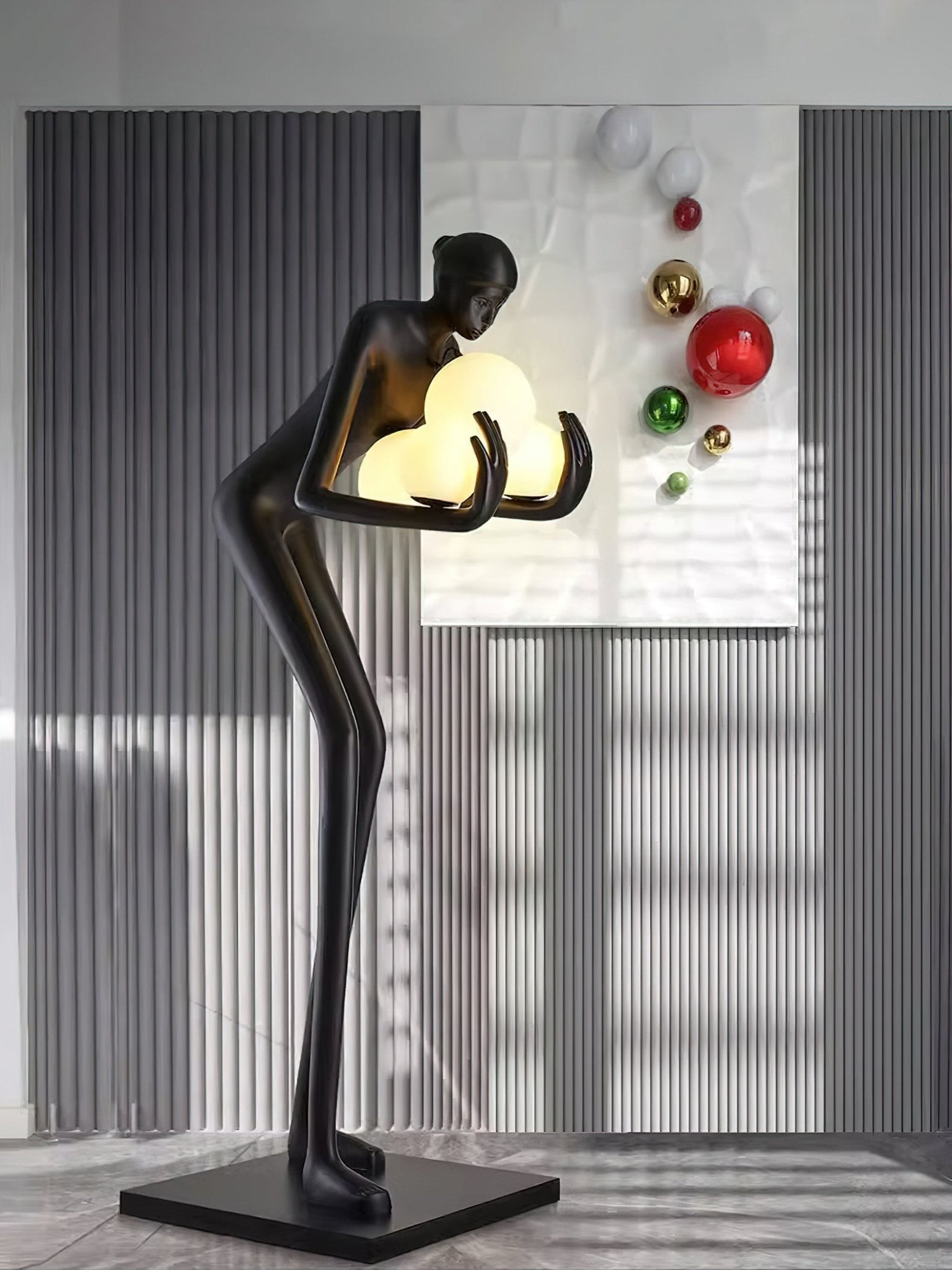 Nyxara Embracing Black Metal Floor Lamp - Blowlighting