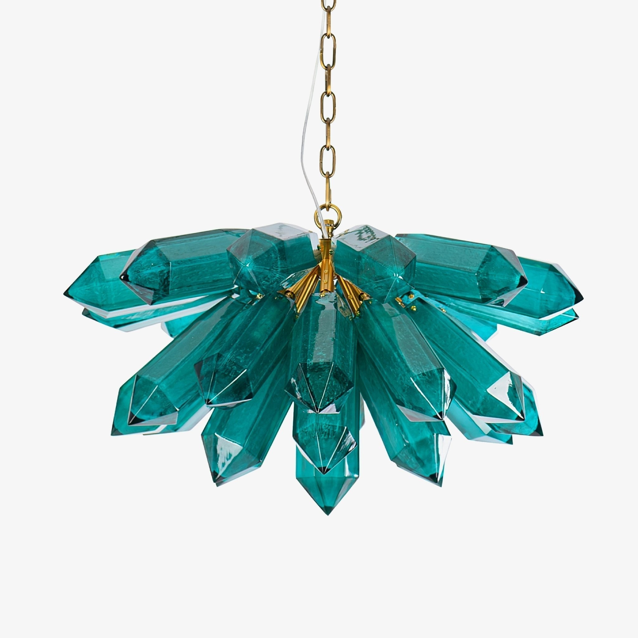 Aurora Chandelier Emerald Crystal Starburst Gold