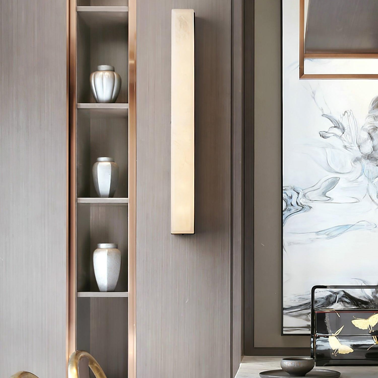 Kristy Linear Brass  Alabaster Wall Lamp