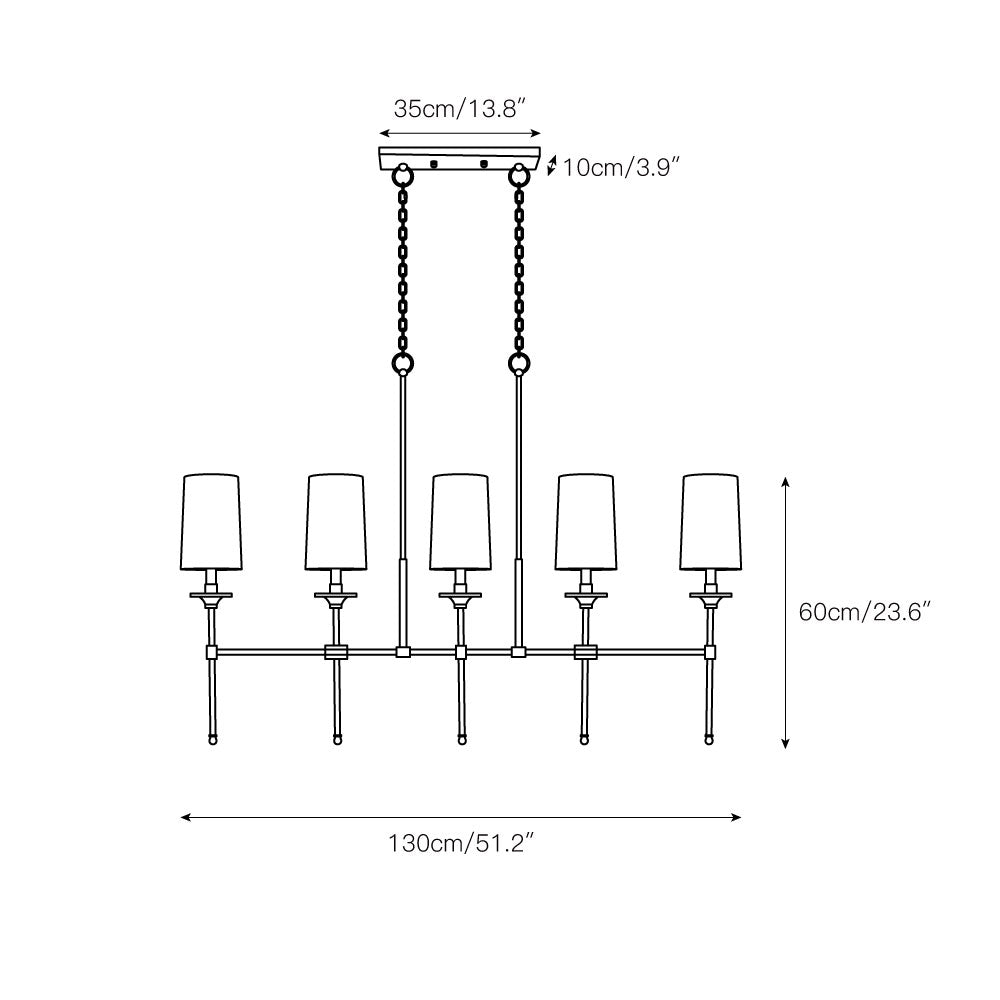 Verinyra Vintage Industrial Linear Brass Fabric Chandelier - Letslighting