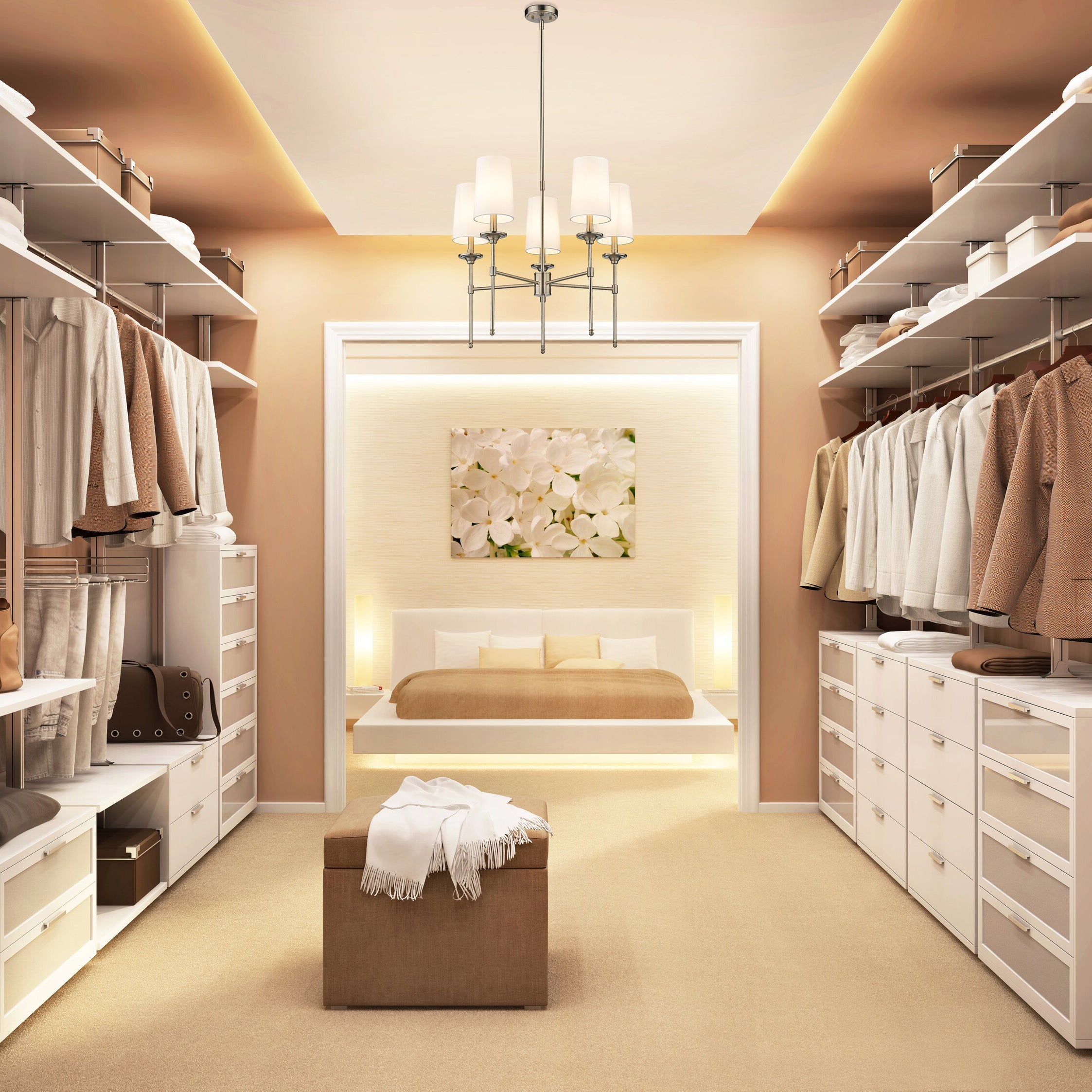 Armiriel Vintage Industrial Brass Fabric Chandelier - Letslighting