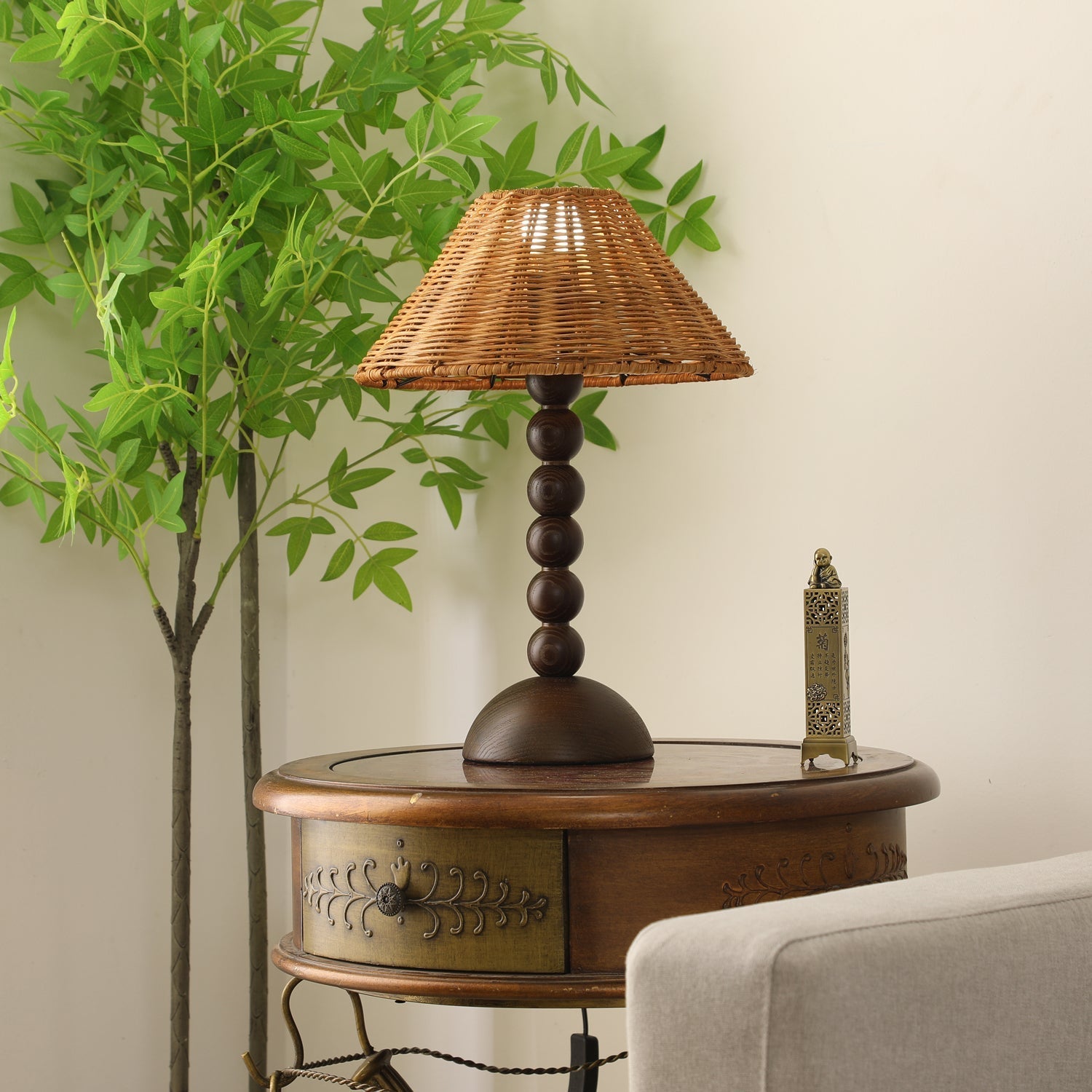 Auroran Wood & Rattan Table Lamp - Letslighting