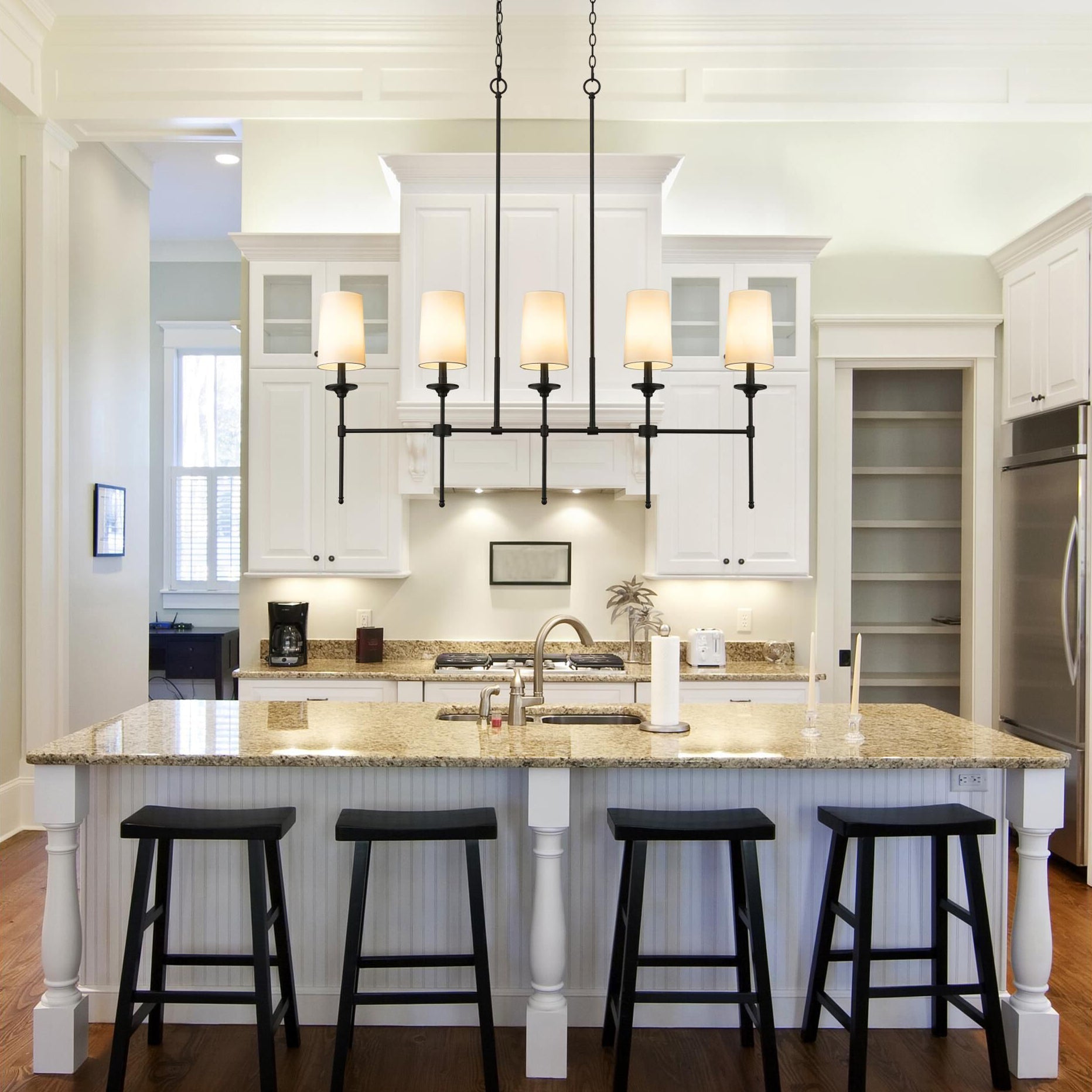 Verinyra Vintage Industrial Linear Brass Fabric Chandelier - Letslighting