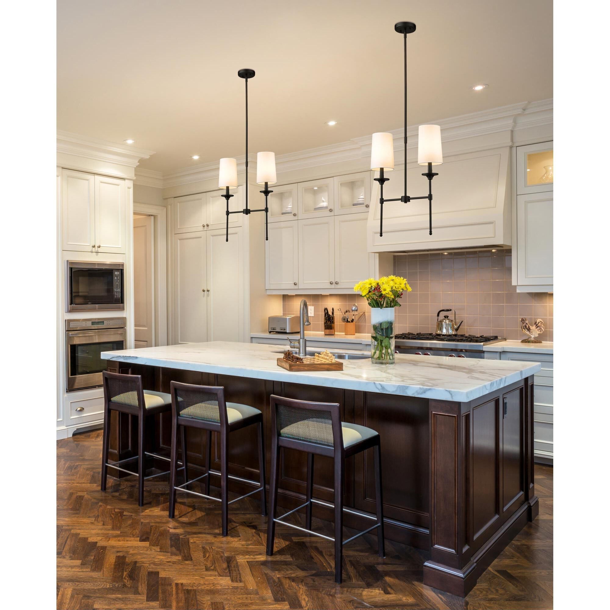 Verinyra Vintage Industrial Linear Brass Fabric Chandelier - Letslighting