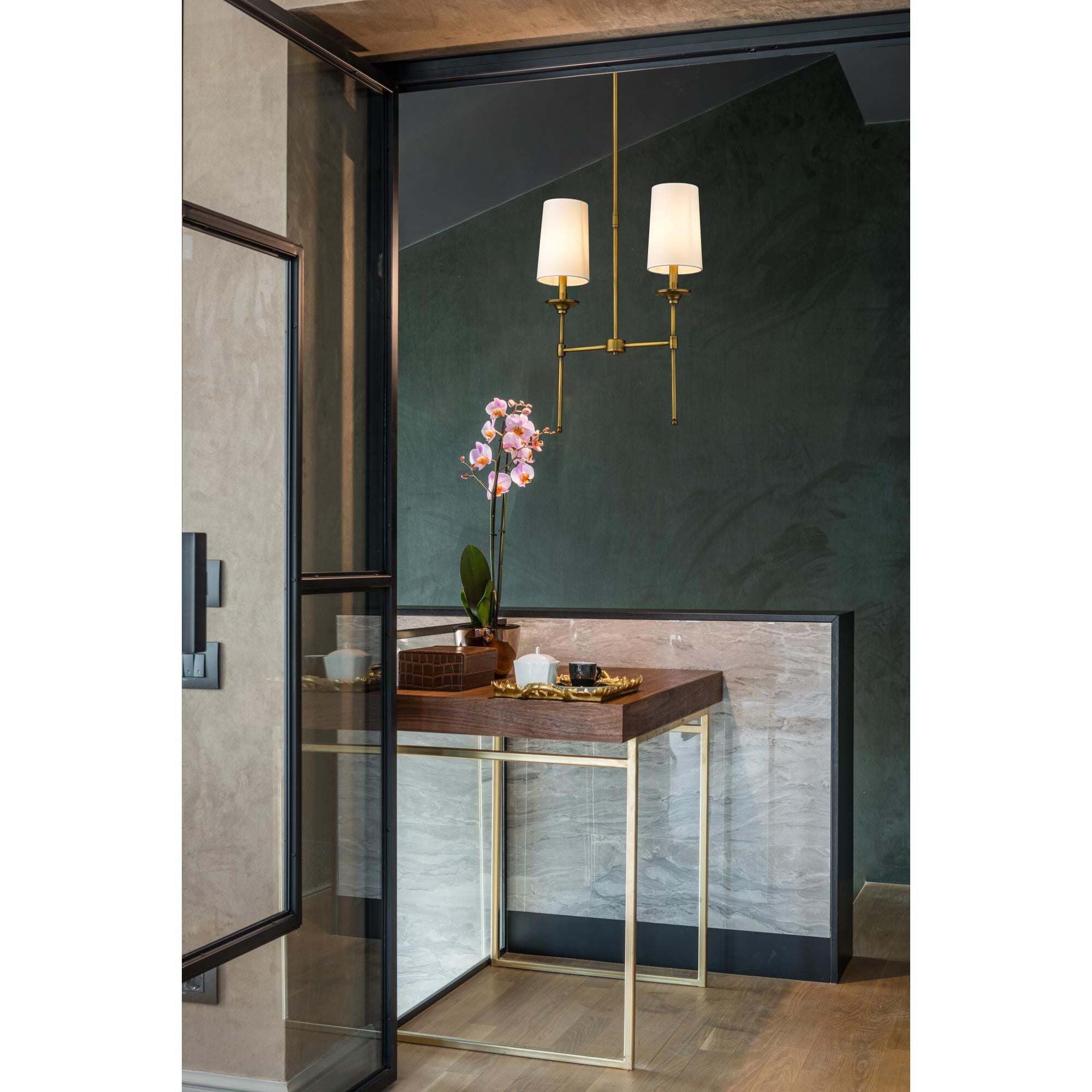 Verinyra Vintage Industrial Linear Brass Fabric Chandelier - Letslighting