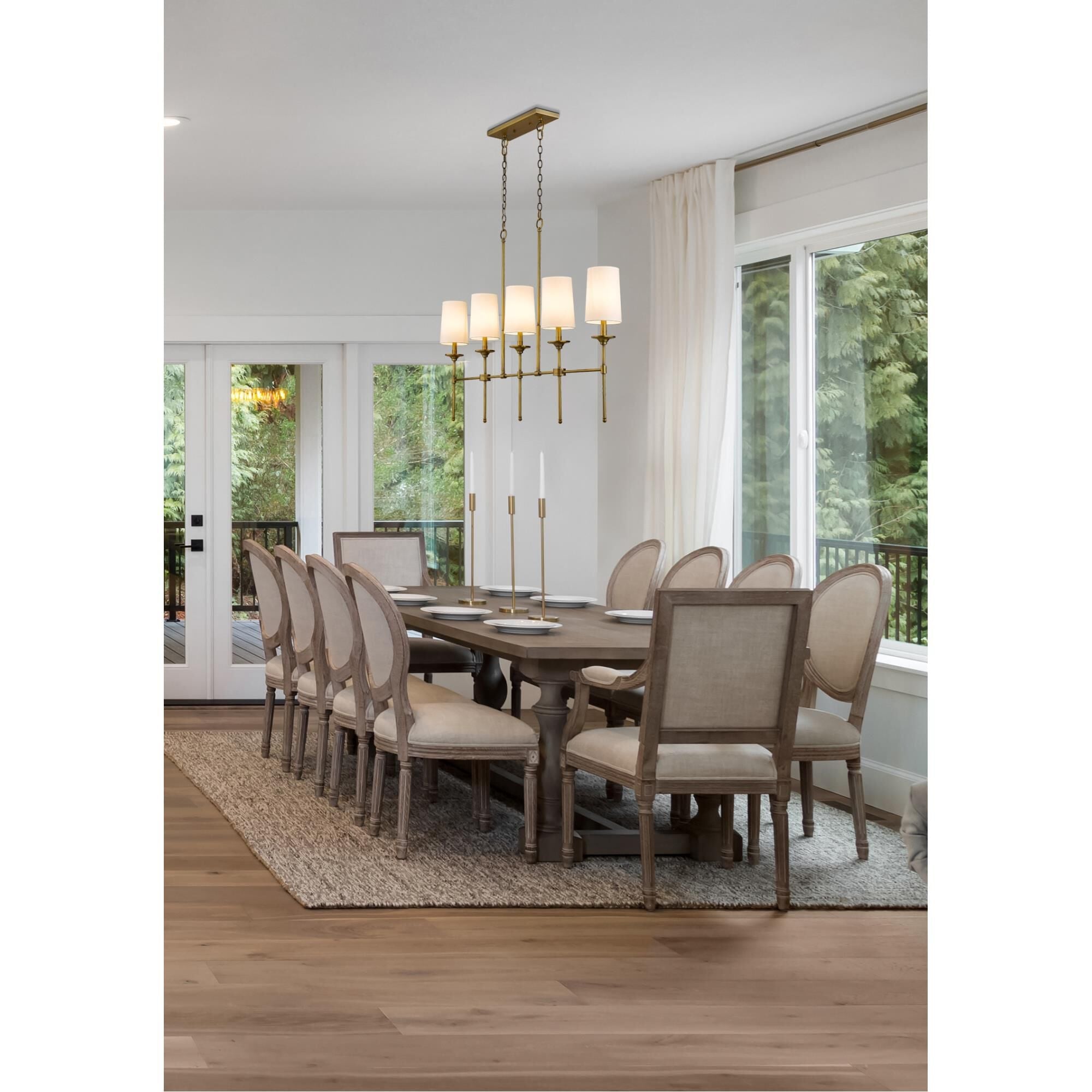 Verinyra Vintage Industrial Linear Brass Fabric Chandelier - Letslighting