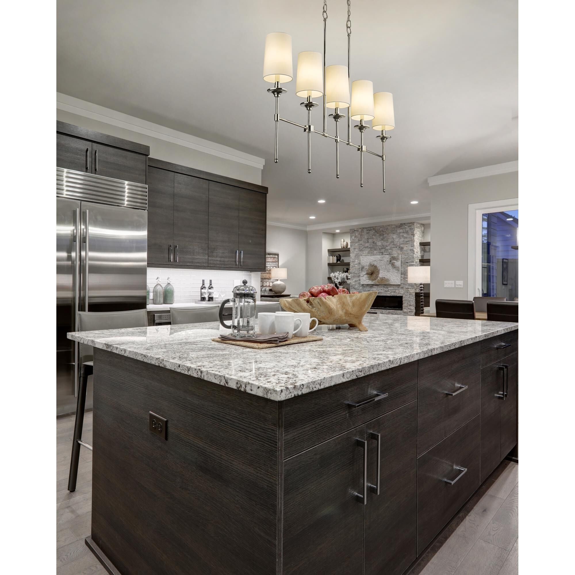 Verinyra Vintage Industrial Linear Brass Fabric Chandelier - Letslighting