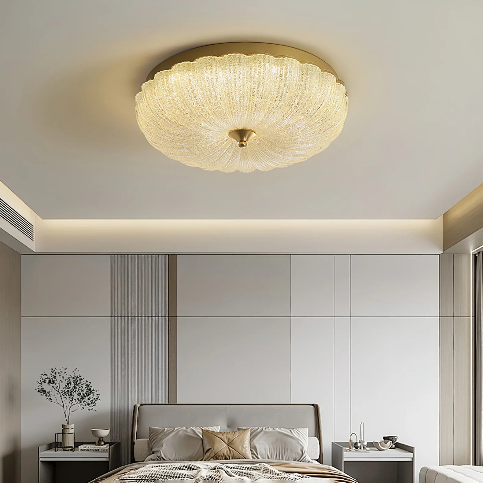 Kristy Round Glass Ceiling Light Bedroom Living Room - Letslighting