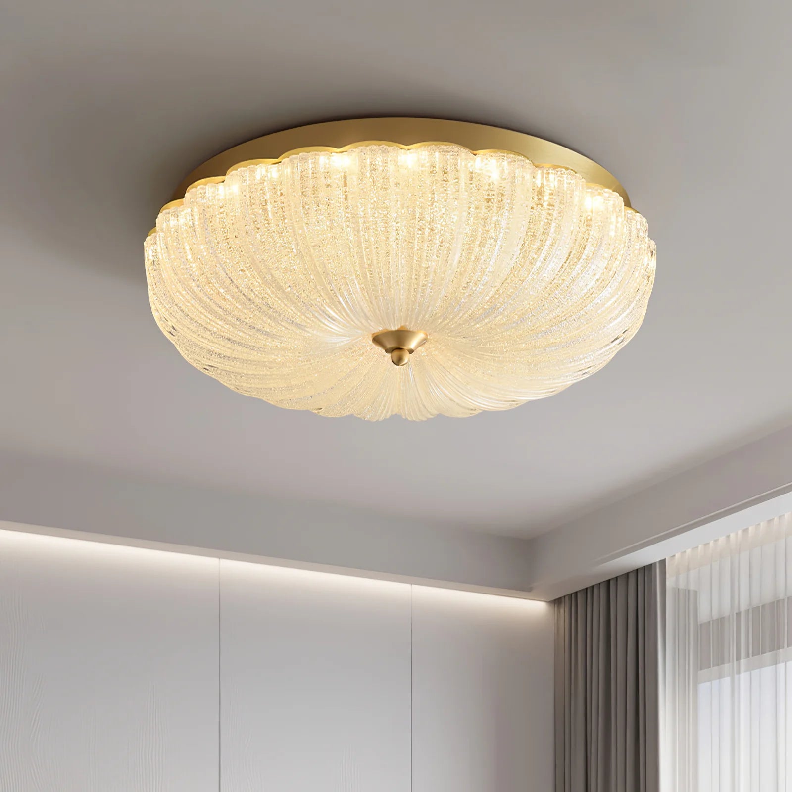 Kristy Round Glass Ceiling Light Bedroom Living Room - Letslighting