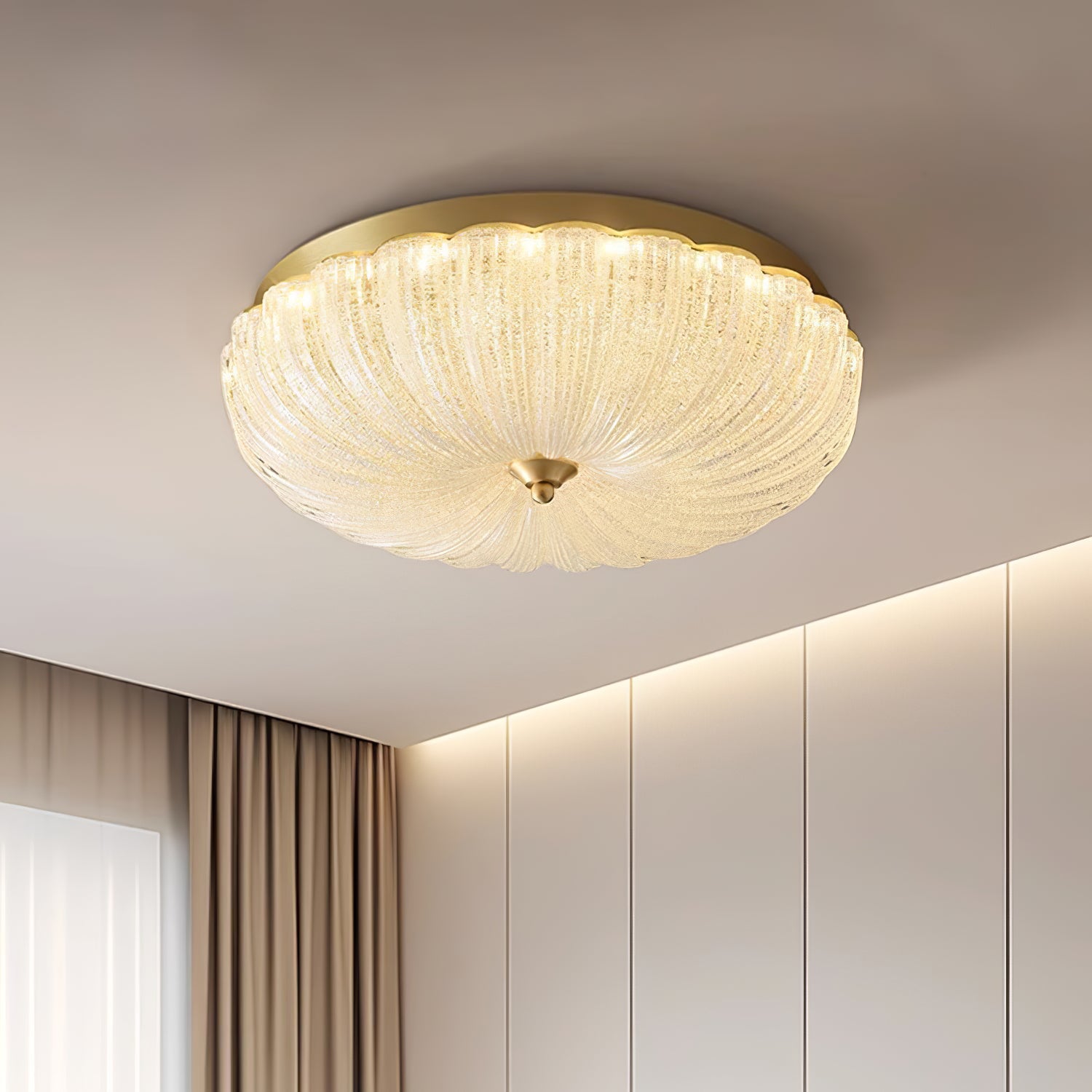 Kristy Round Glass Ceiling Light Bedroom Living Room - Letslighting