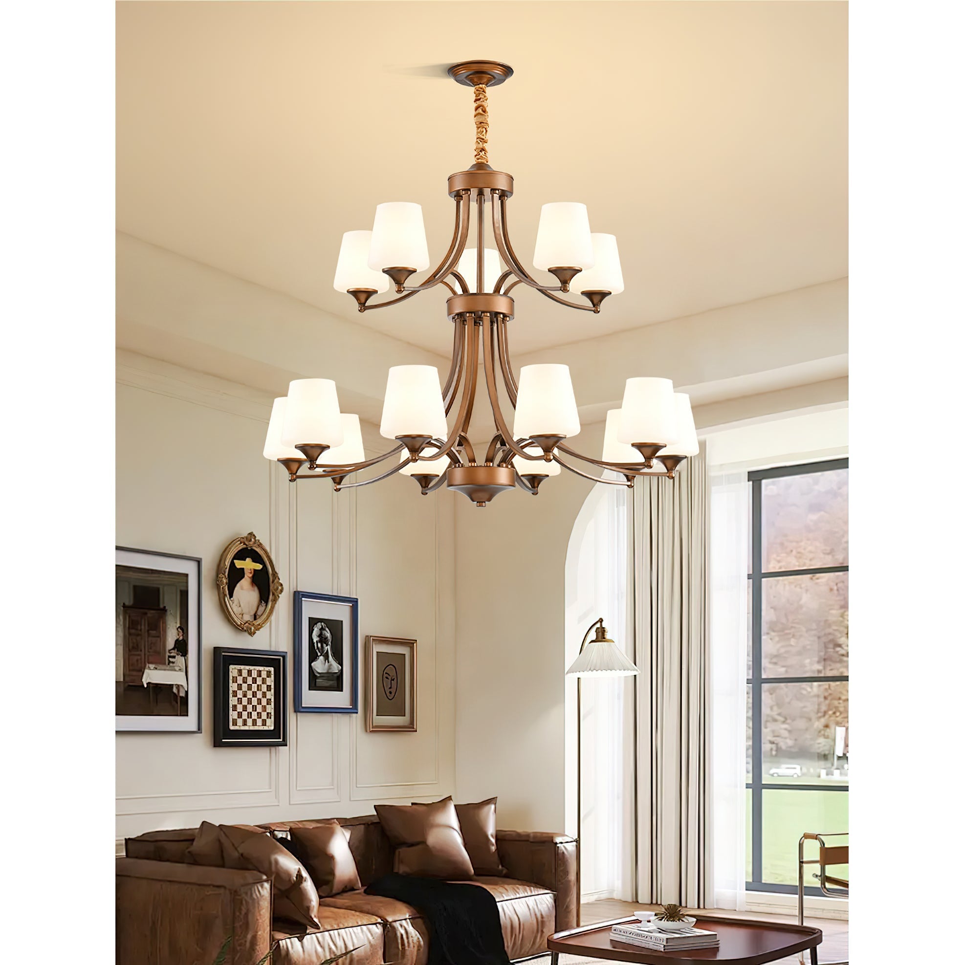 Ulrinara Postmodern Luxury Brass Glass Chandelier - Letslighting