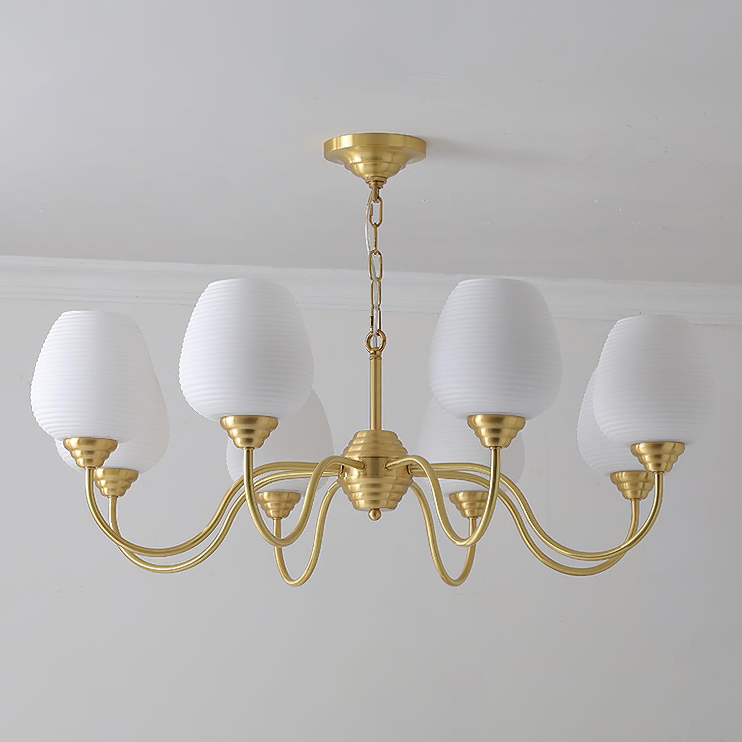 Lustra Chandelier Antique Brass White Glass - Letslighting