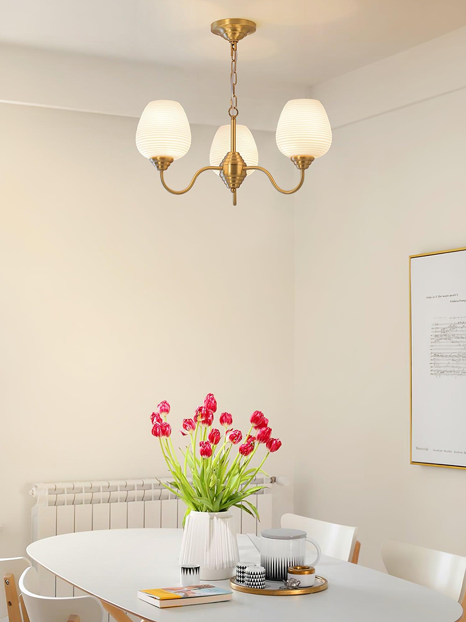 Lustra Chandelier Antique Brass White Glass - Letslighting