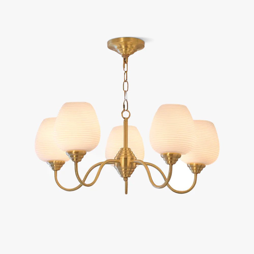 Lustra Chandelier Antique Brass White Glass - Letslighting
