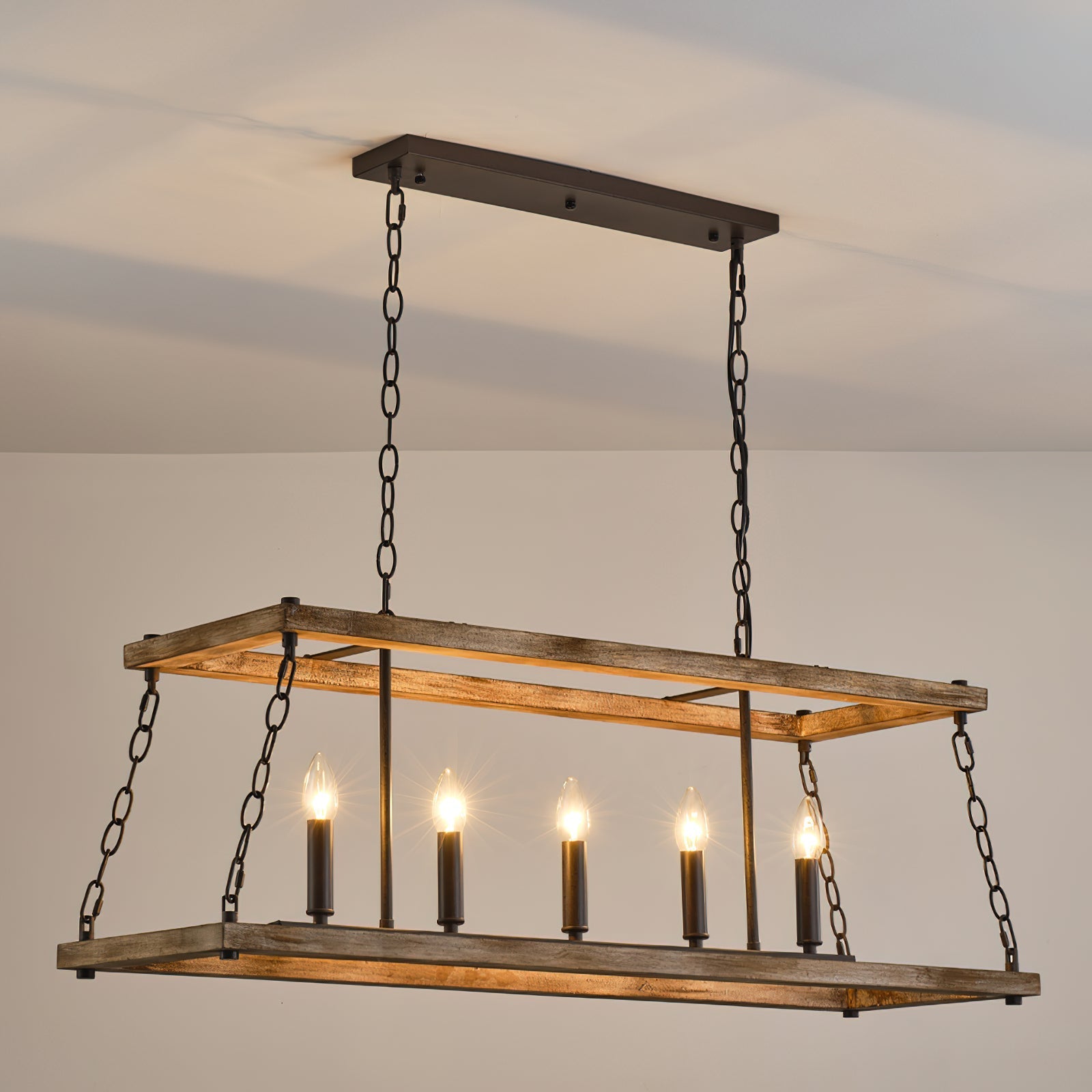Ilcaryra Vintage Industrial Island Wood Chandelier - Letslighting