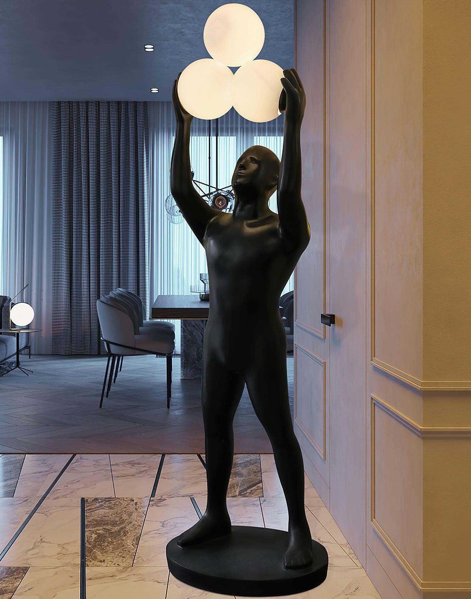 Athranis Uplifted Black Metal Sculptural Floor Lamp - Blowlighting