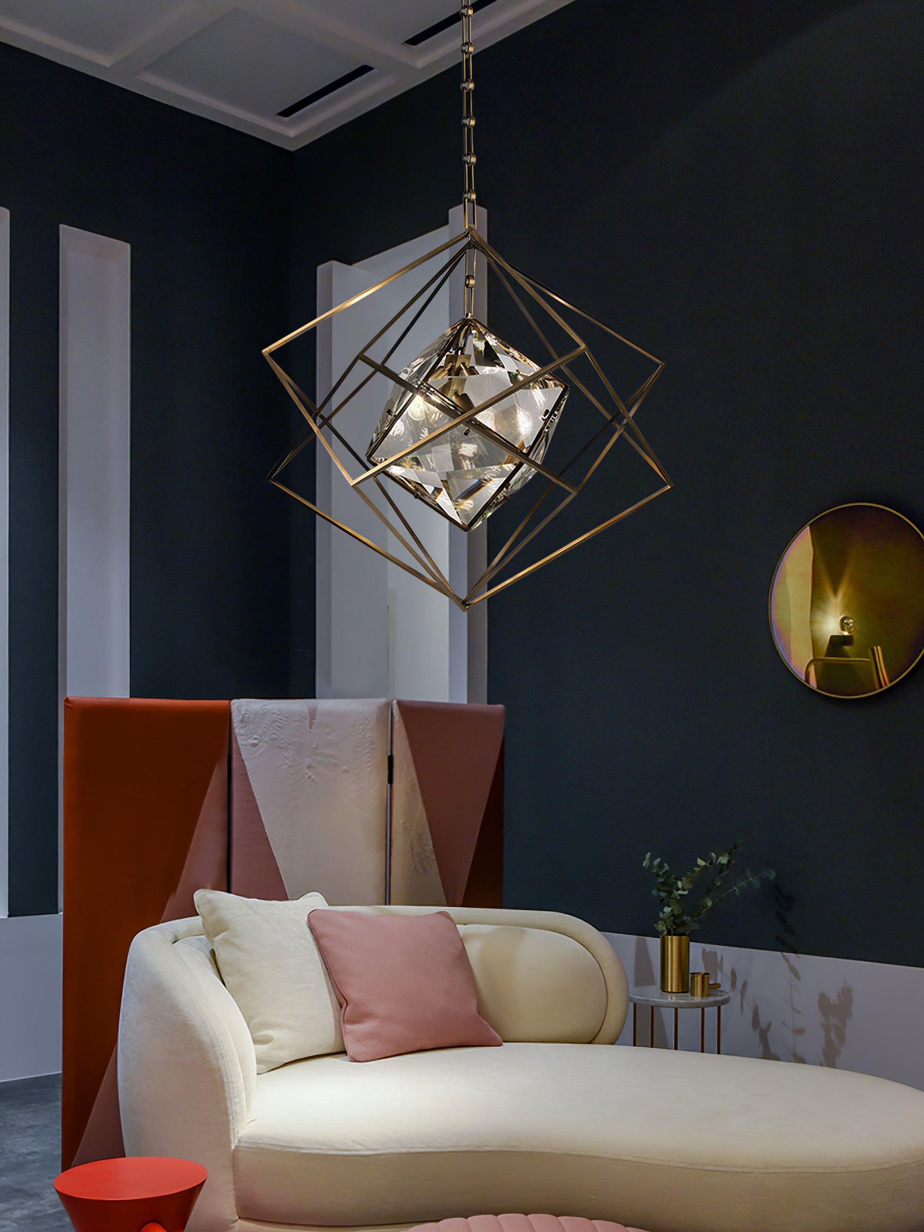 Zevira Brass & Crystal Glam Pendant Light - Letslighting