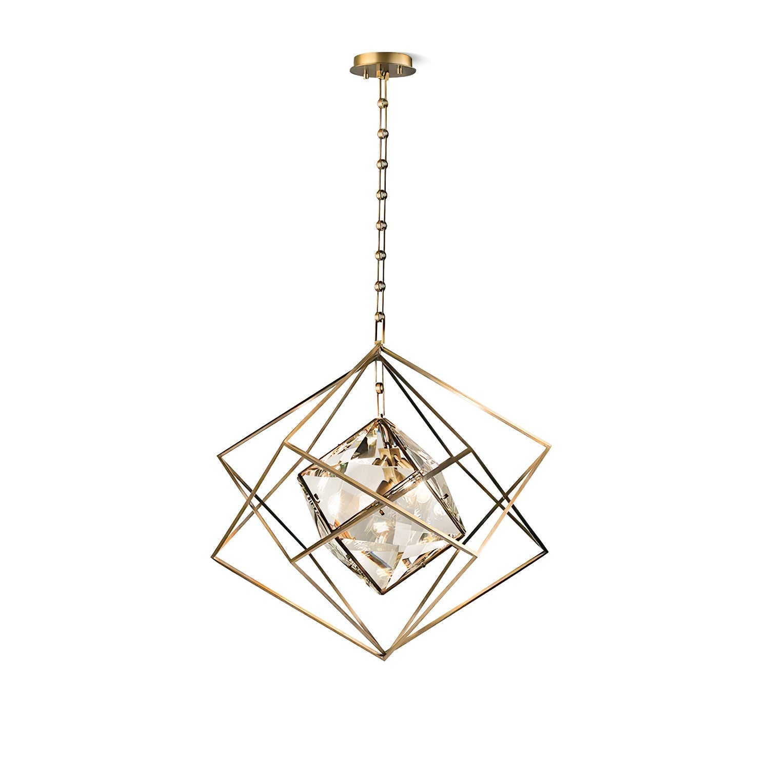 Zevira Brass & Crystal Glam Pendant Light - Letslighting