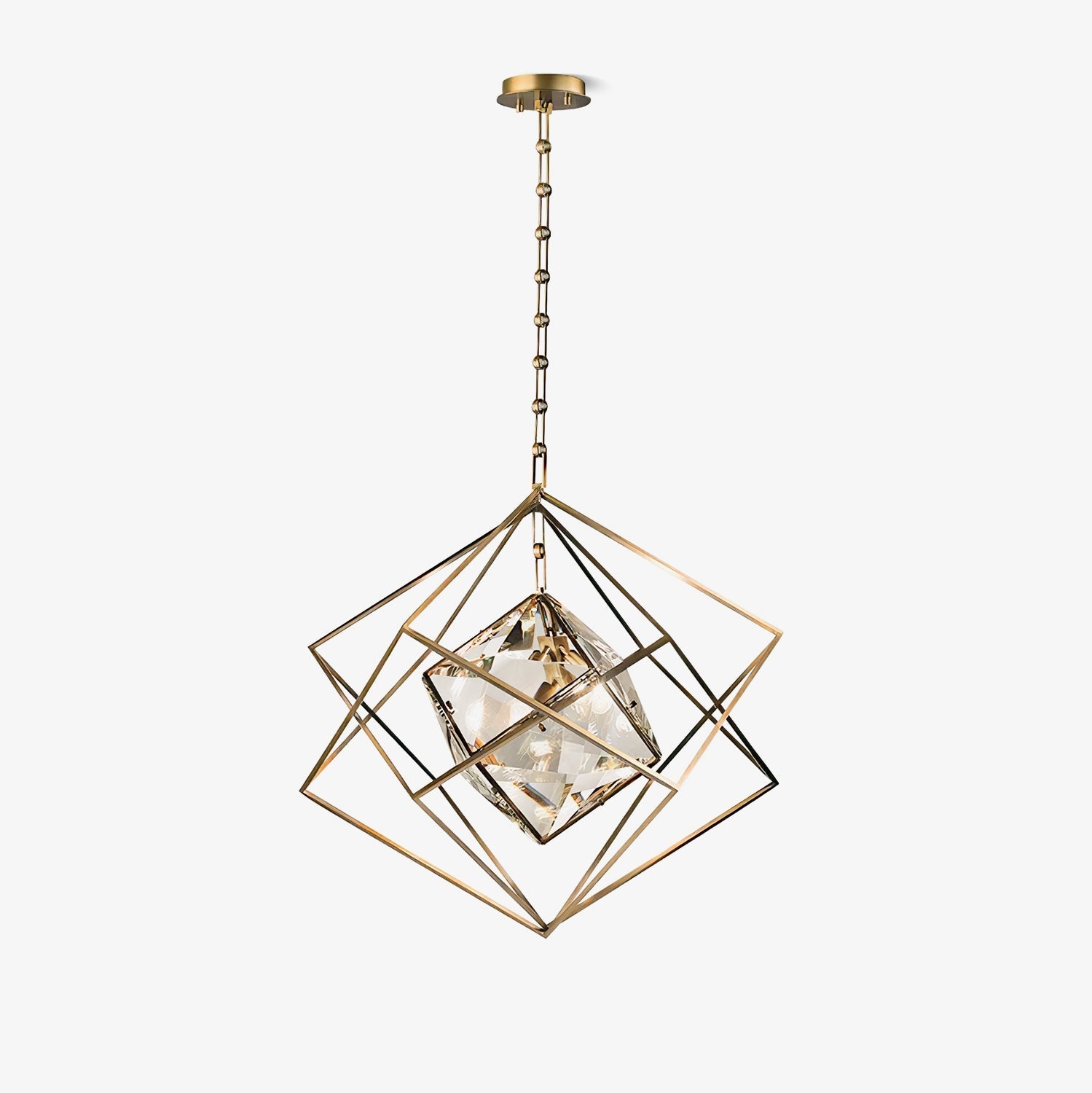 Zevira Brass & Crystal Glam Pendant Light - Letslighting
