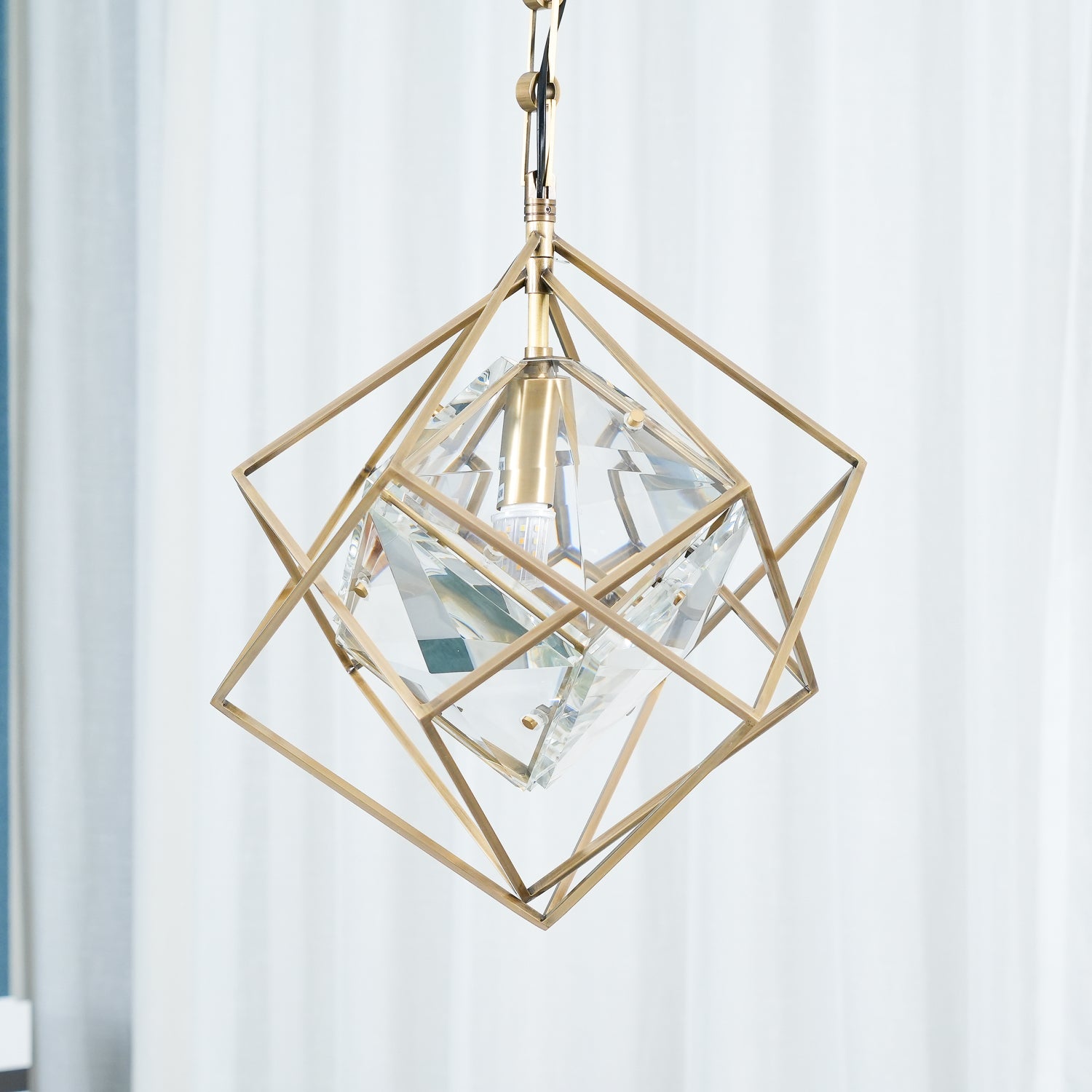 Zevira Brass & Crystal Glam Pendant Light - Letslighting