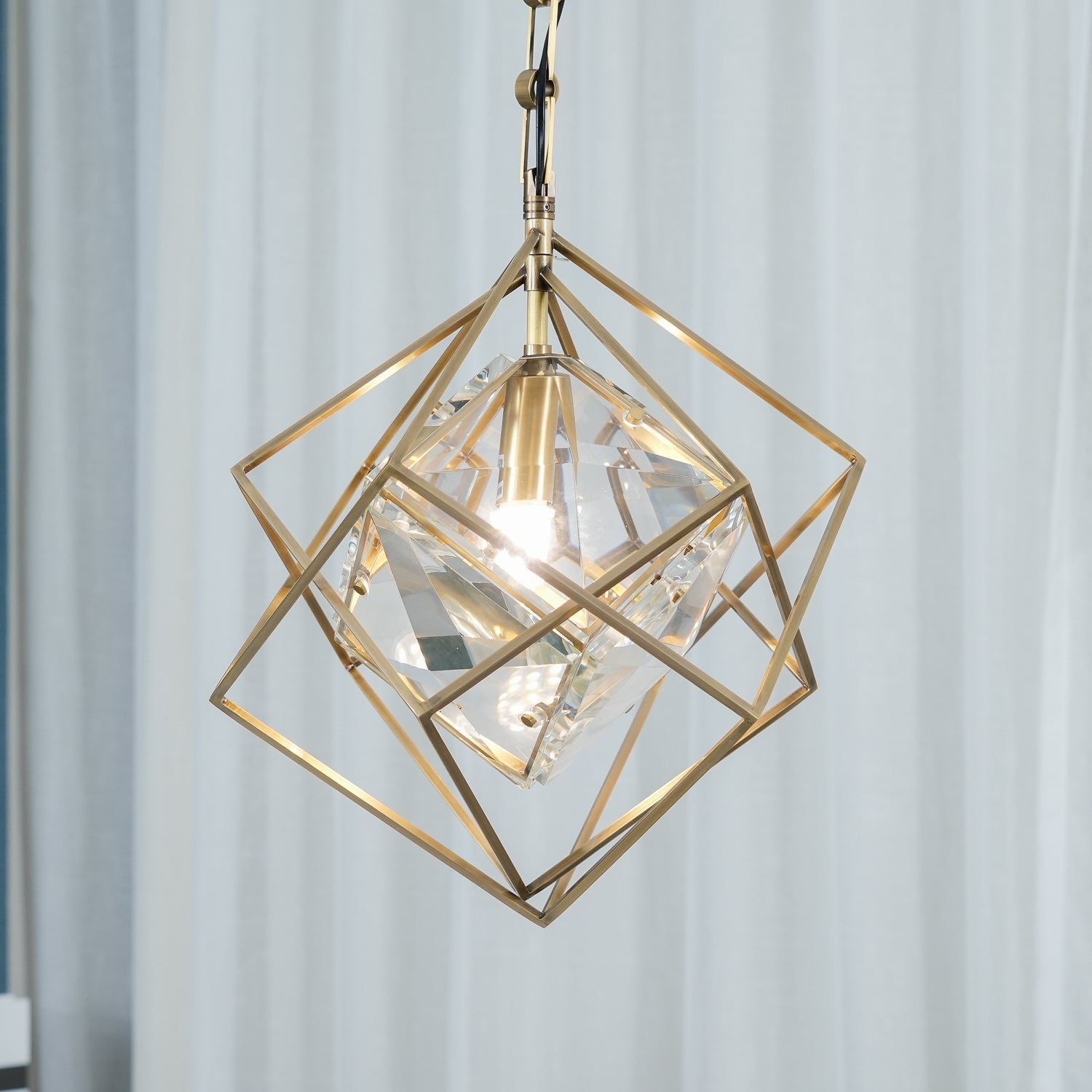 Zevira Brass & Crystal Glam Pendant Light - Letslighting