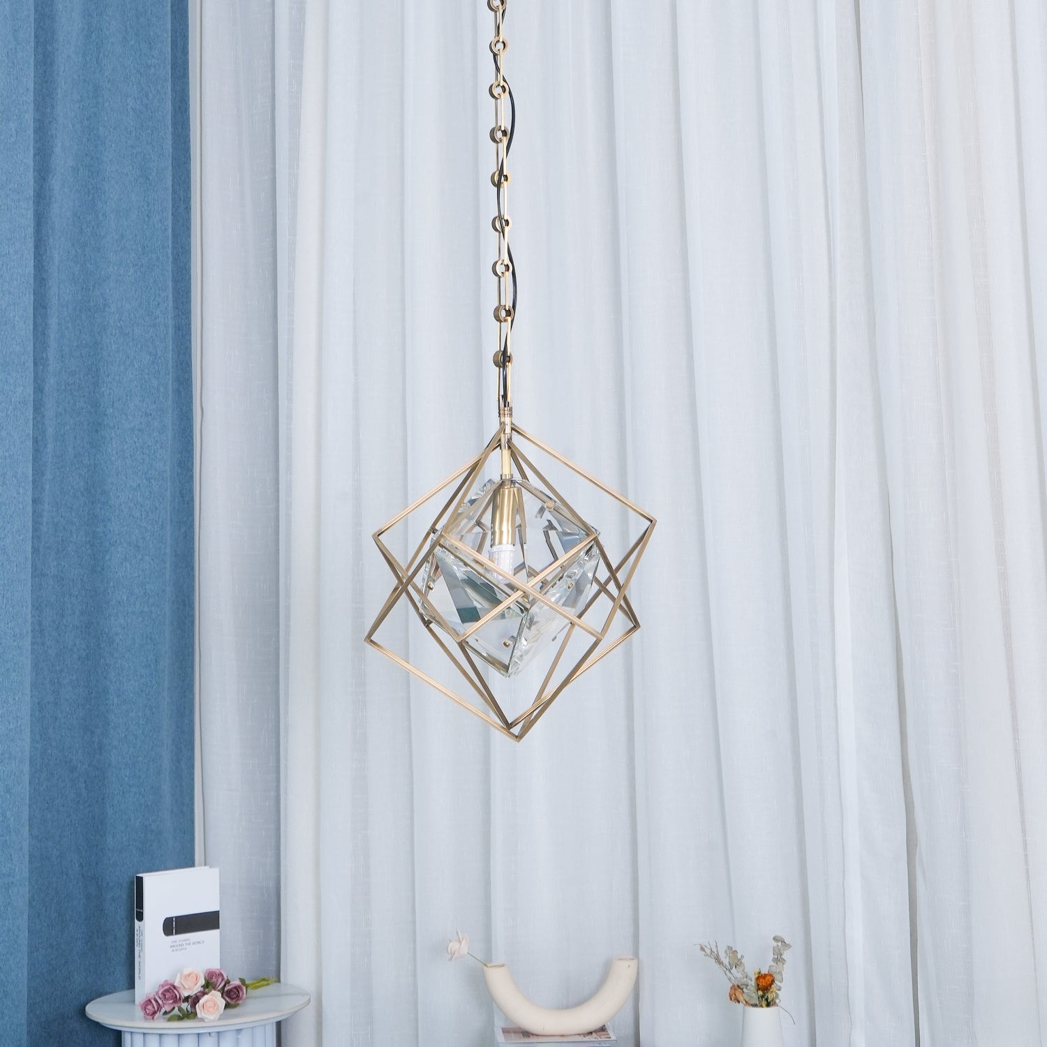 Zevira Brass & Crystal Glam Pendant Light - Letslighting