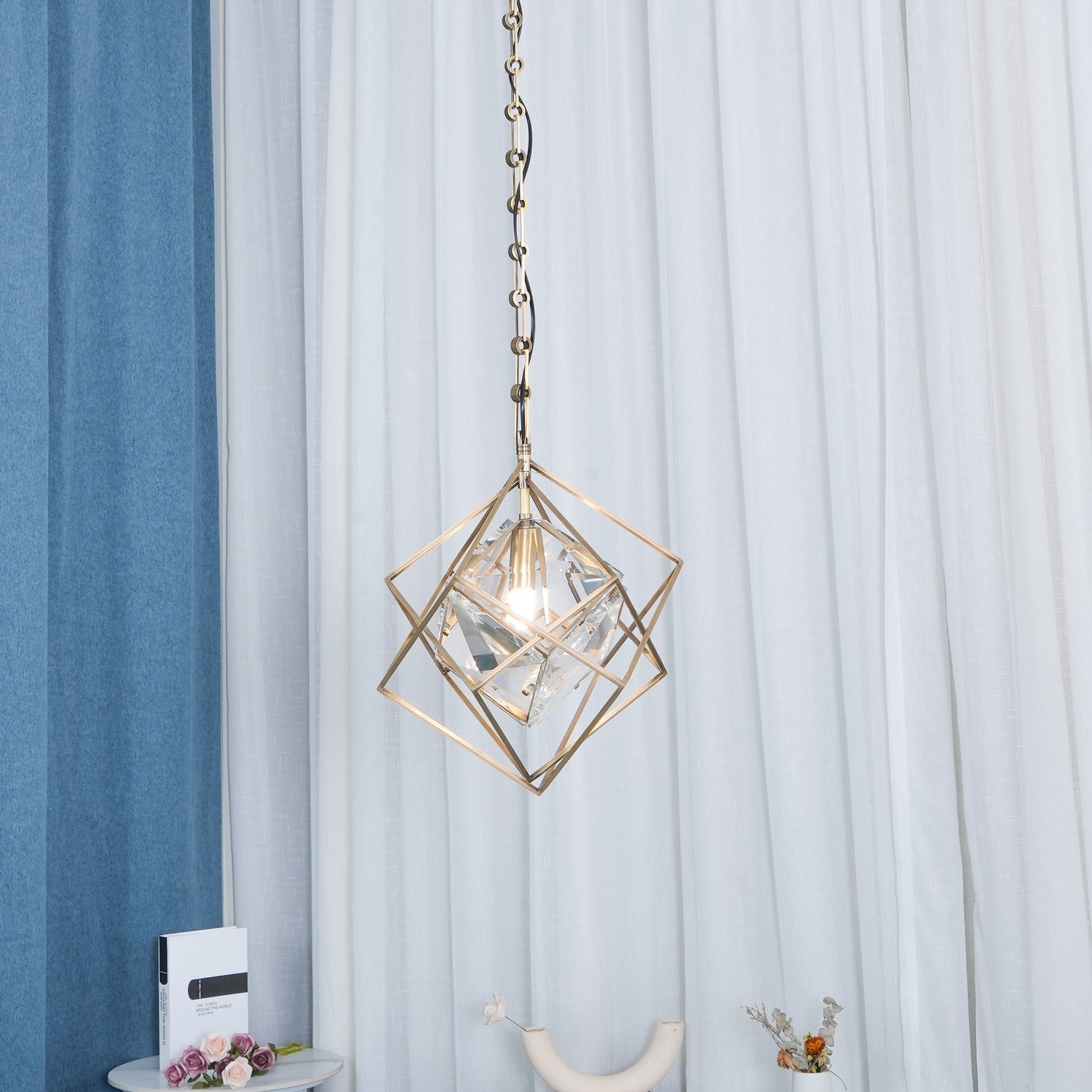 Zevira Brass & Crystal Glam Pendant Light - Letslighting