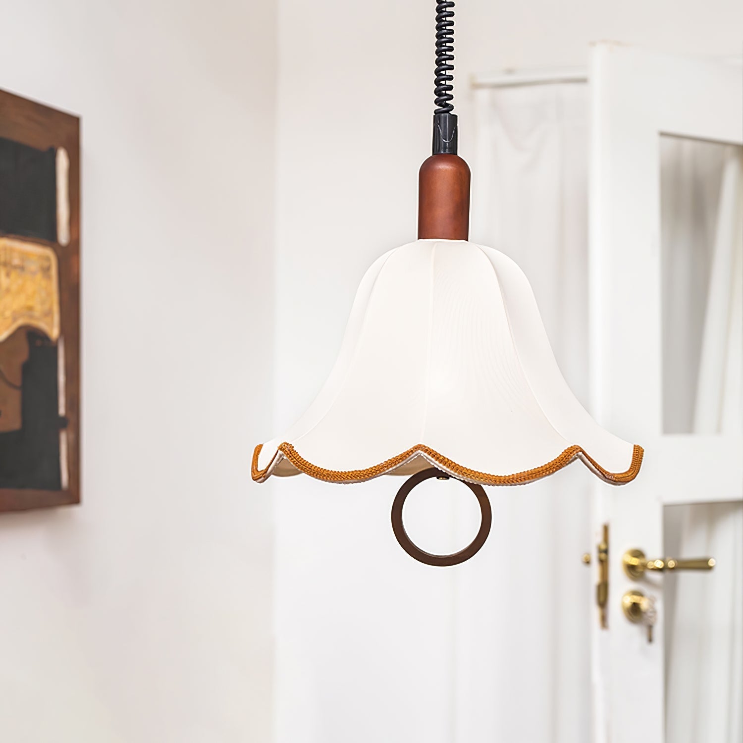 Eurvaryra Classic Elegance Fabric Wood Pendant Light - Letslighting