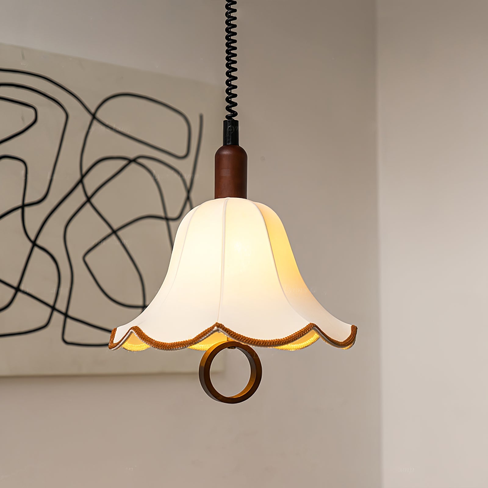 Eurvaryra Classic Elegance Fabric Wood Pendant Light - Letslighting
