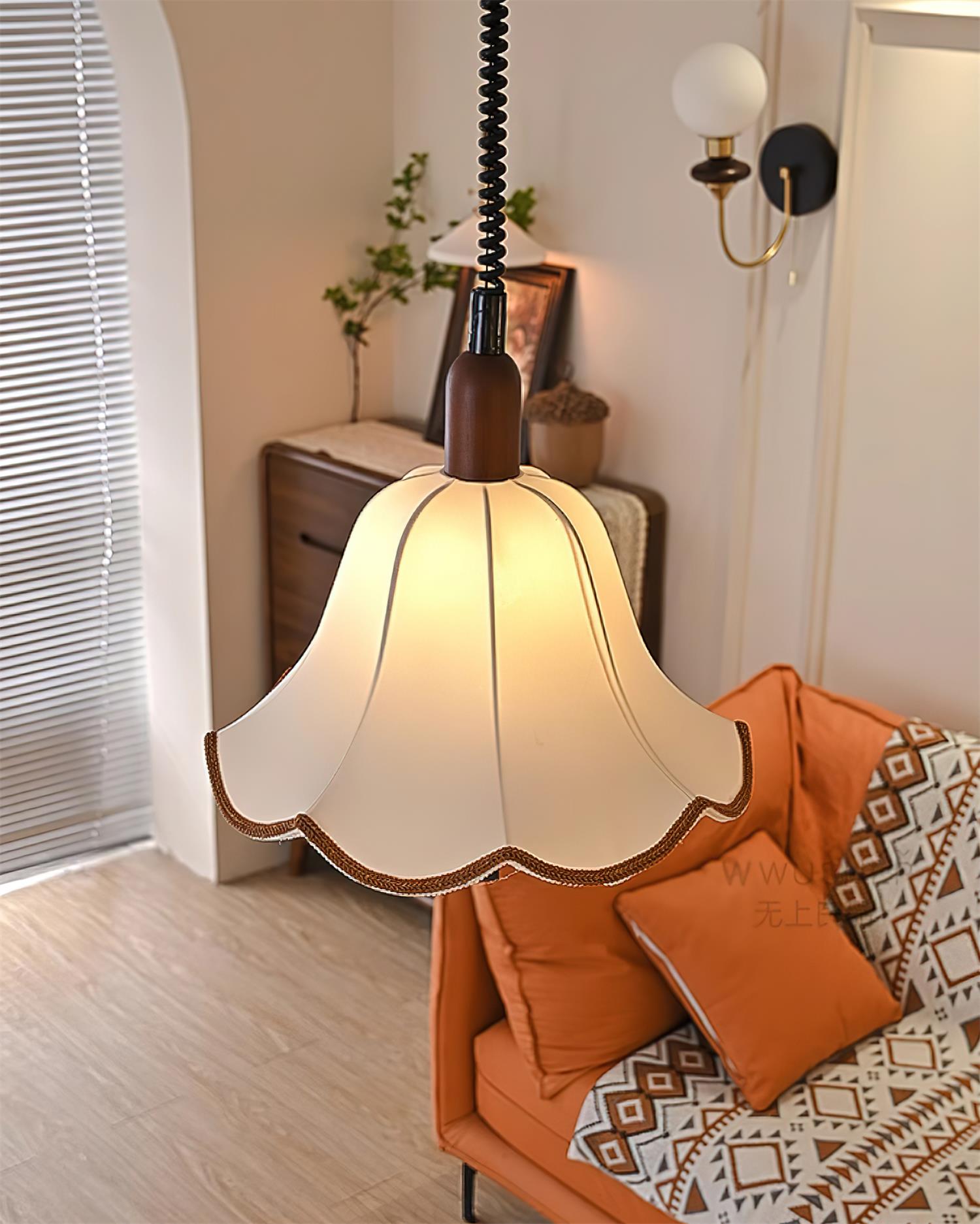 Eurvaryra Classic Elegance Fabric Wood Pendant Light - Letslighting