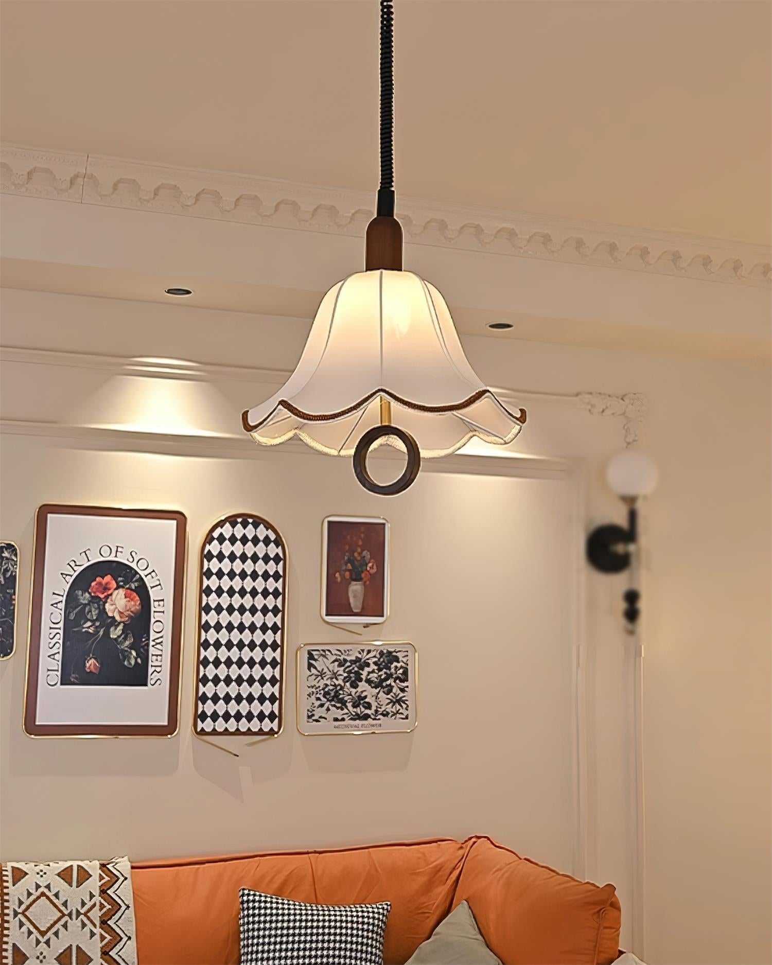 Eurvaryra Classic Elegance Fabric Wood Pendant Light - Letslighting
