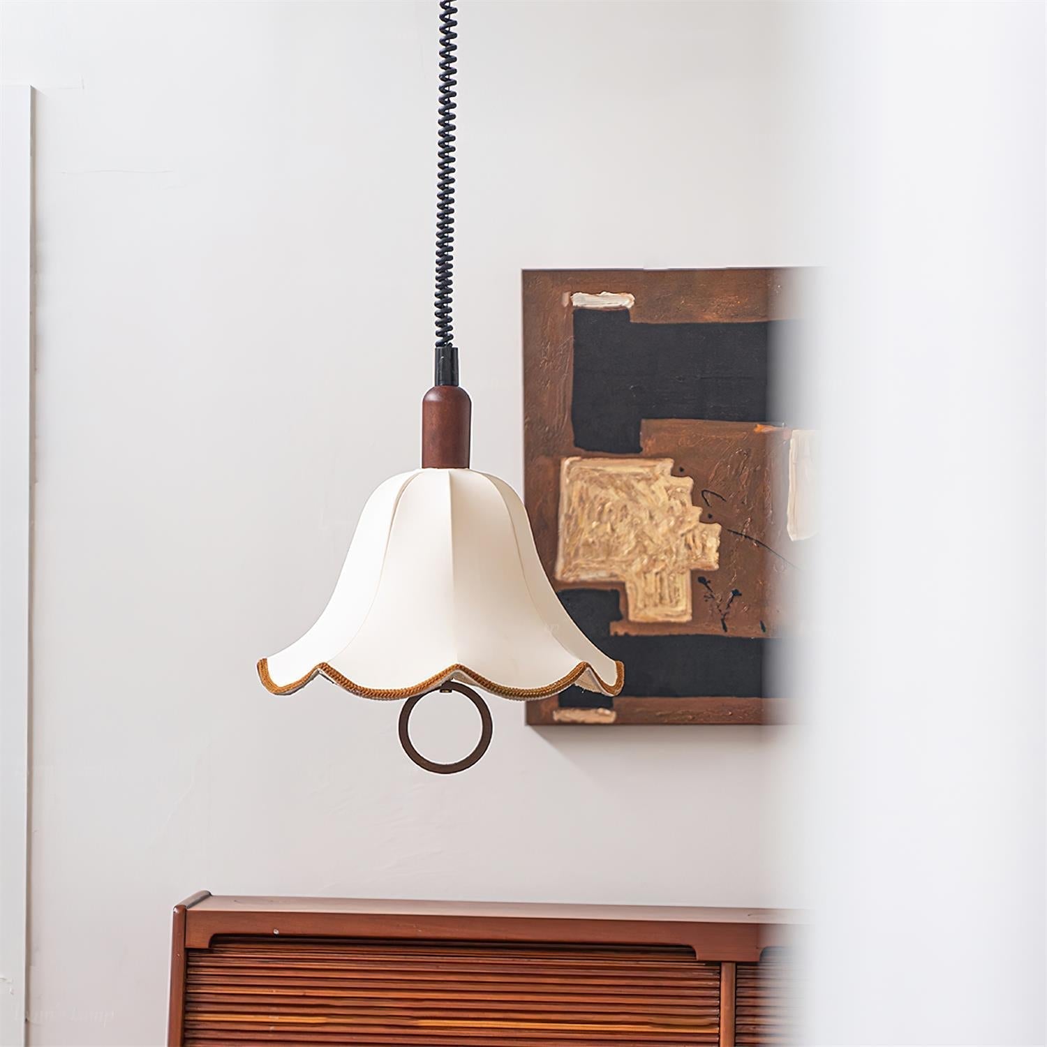 Eurvaryra Classic Elegance Fabric Wood Pendant Light - Letslighting