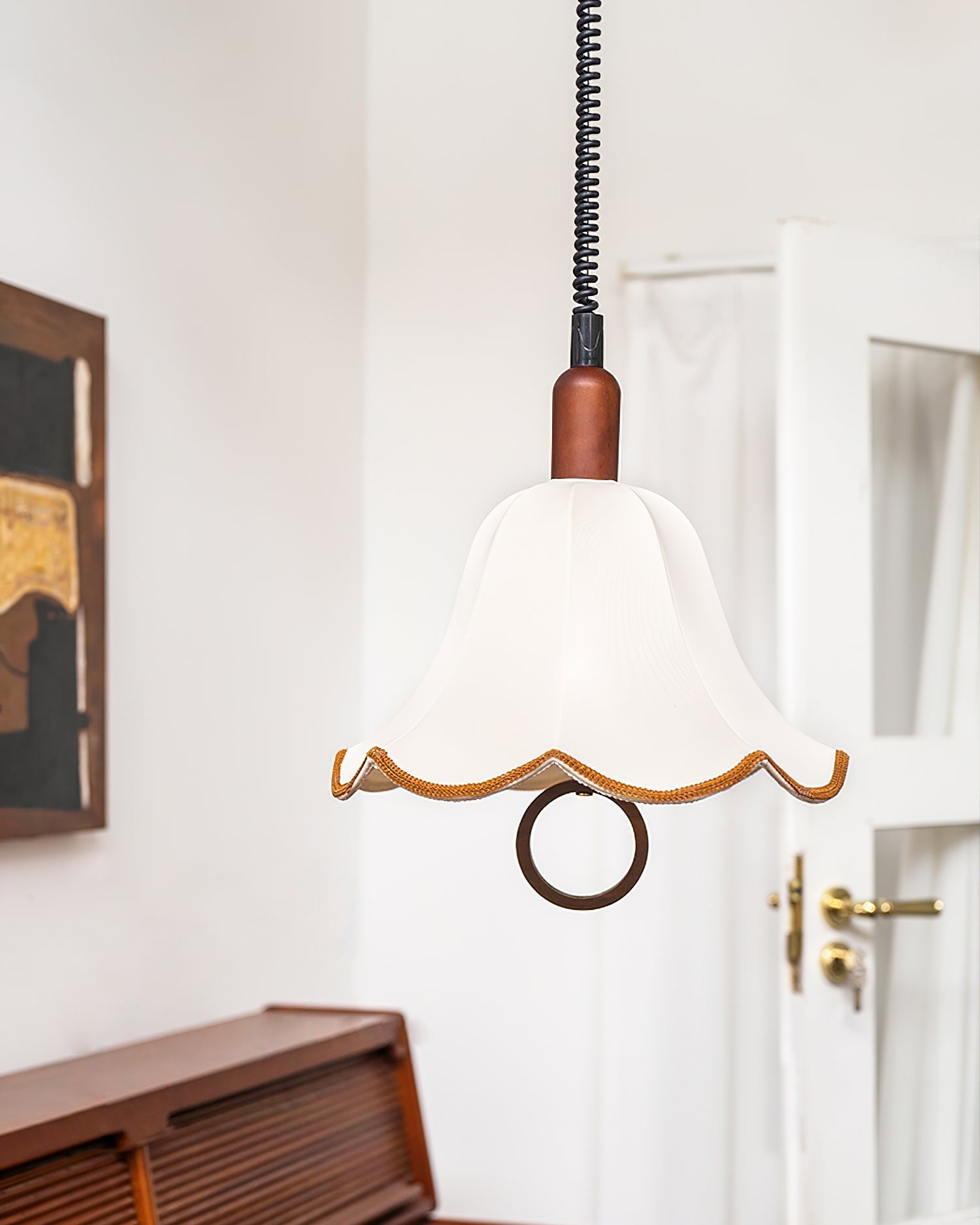 Eurvaryra Classic Elegance Fabric Wood Pendant Light - Letslighting